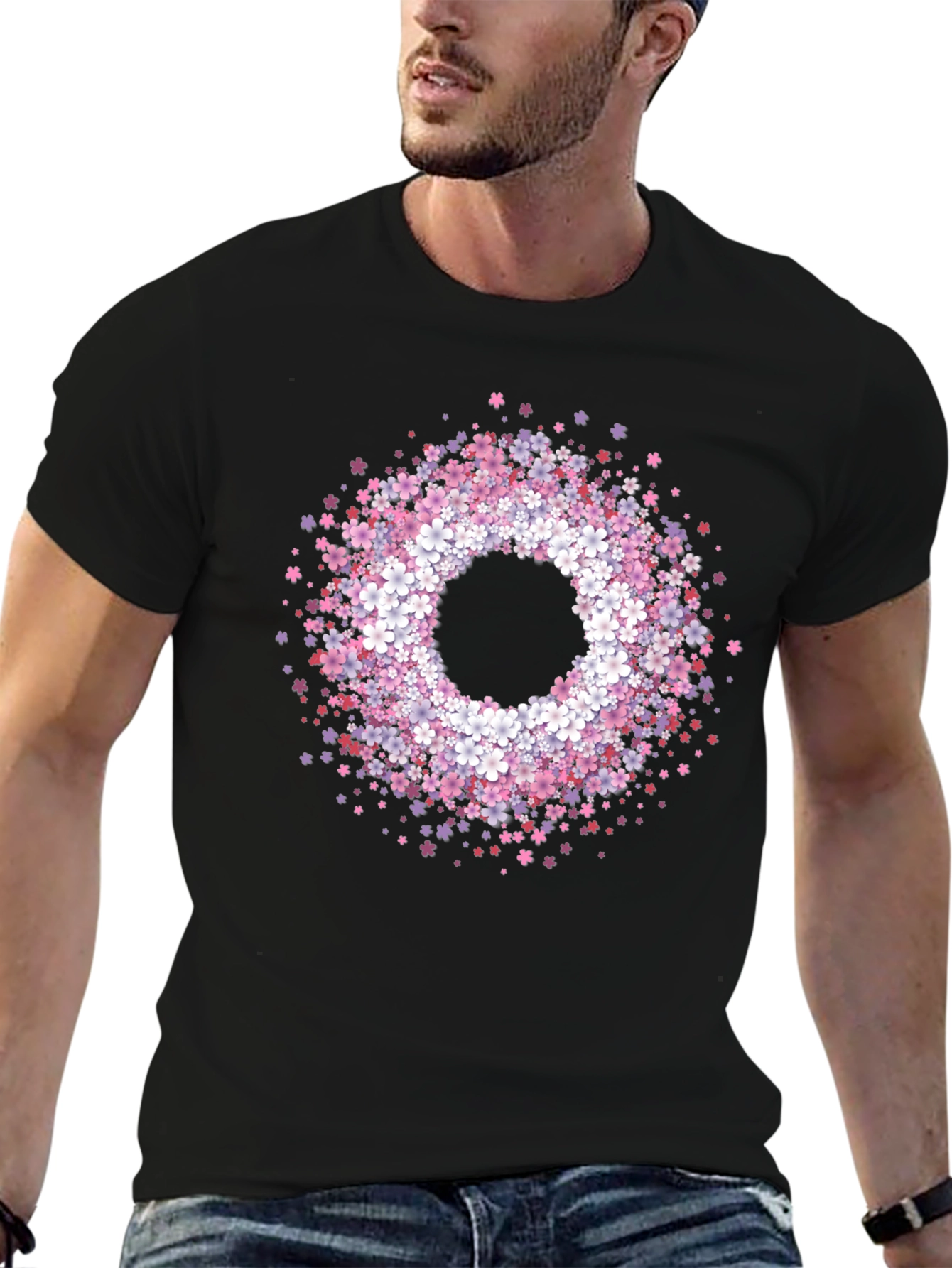 Floral Wreath Graphic Tee - Stylish & Unique