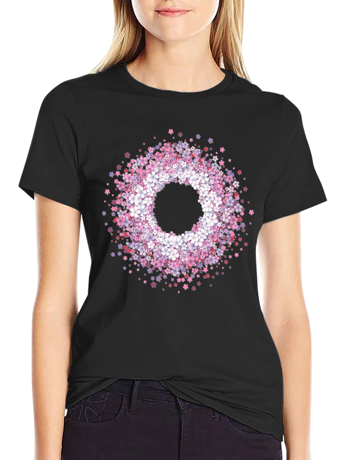 Floral Wreath Graphic Tee - Stylish & Unique