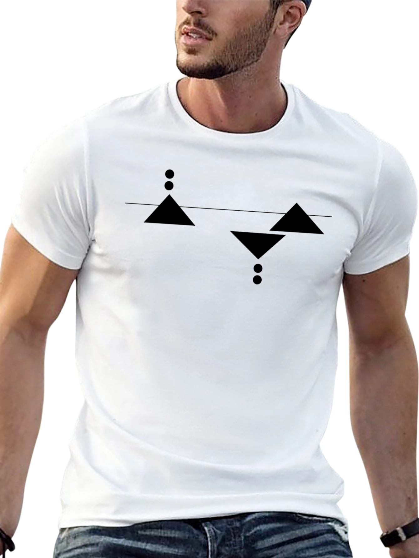 Geometric Graphic Tee - Modern Black T-Shirt