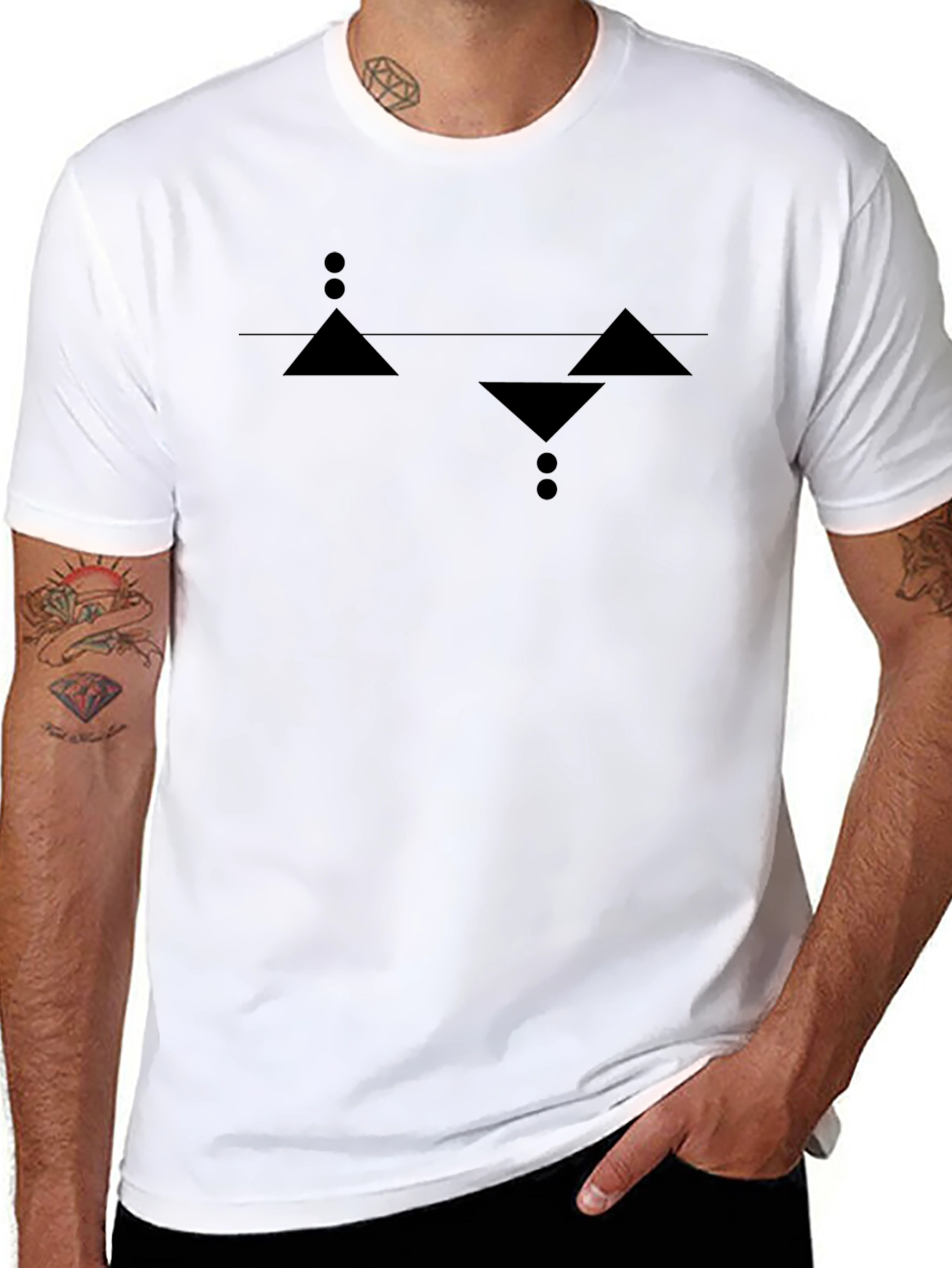 Geometric Graphic Tee - Modern Black T-Shirt