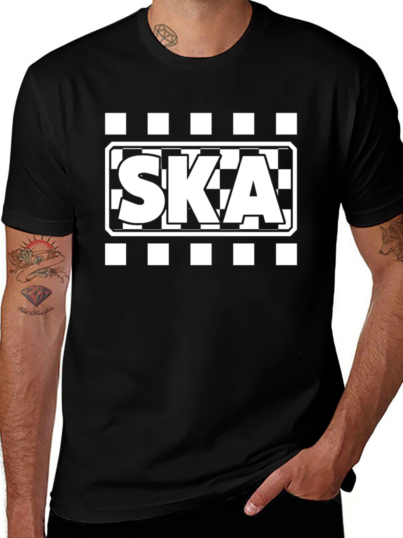 Ska T-Shirt - Checkered Style Black Tee