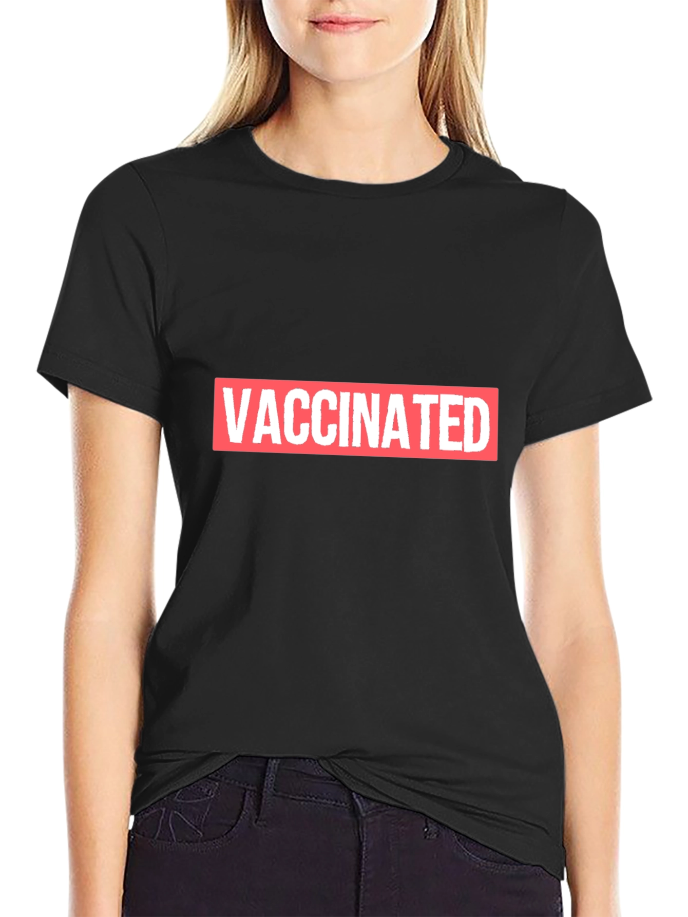 Vaccinated Black T-Shirt - Show Your Status