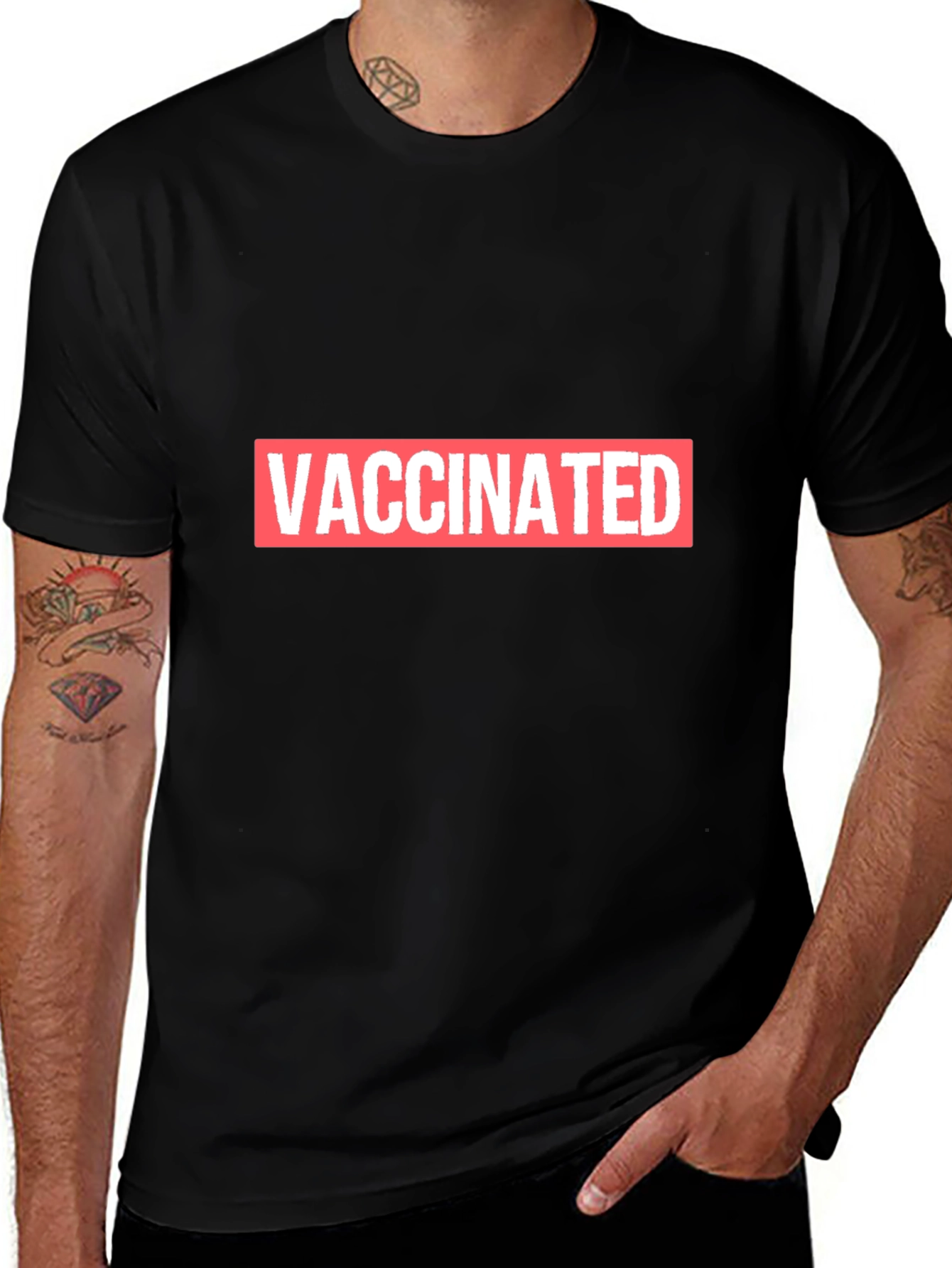 Vaccinated Black T-Shirt - Show Your Status