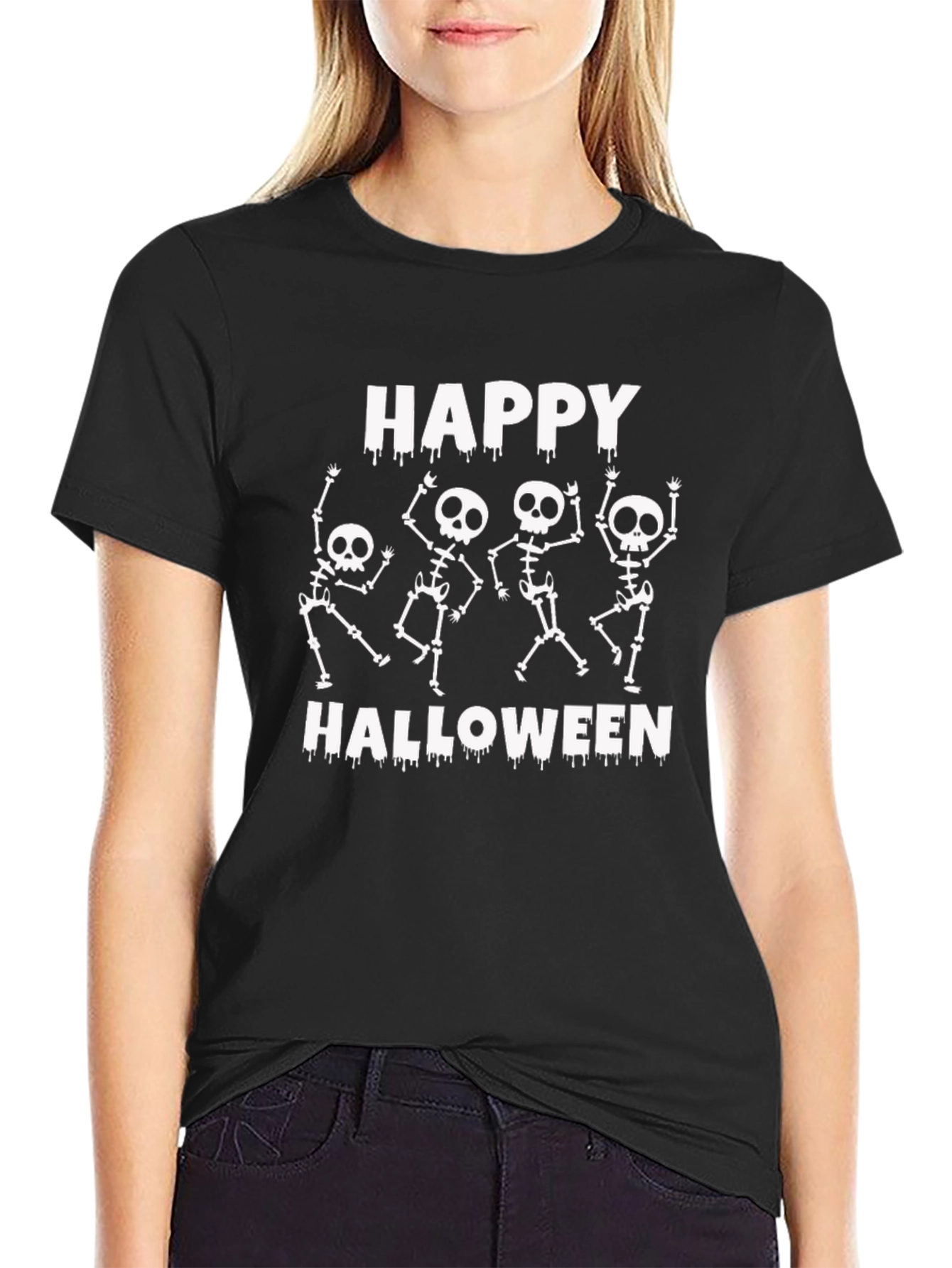 Happy Halloween Skeleton Graphic T-Shirt