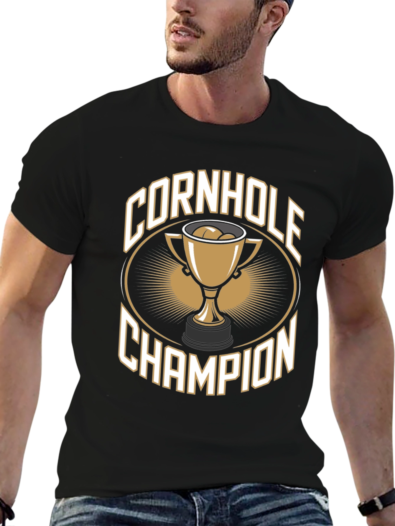 Cornhole Champion T-Shirt -  Black Tee