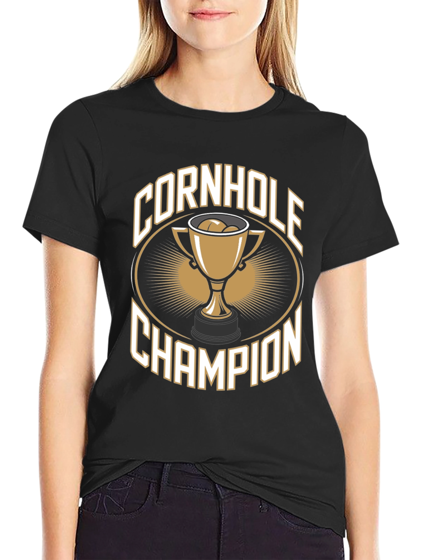 Cornhole Champion T-Shirt -  Black Tee