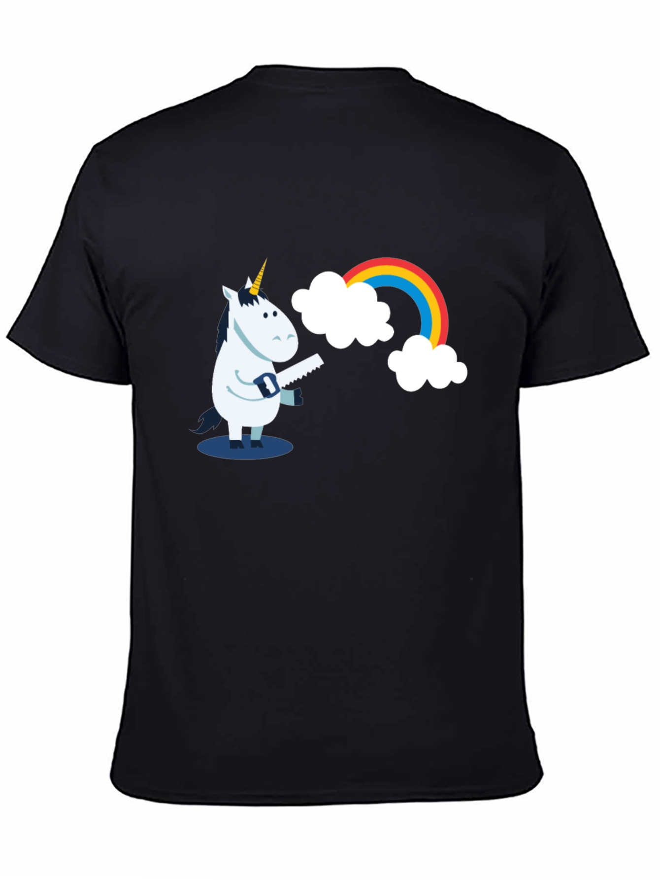 Funny Unicorn Sawing Rainbow Graphic Tee