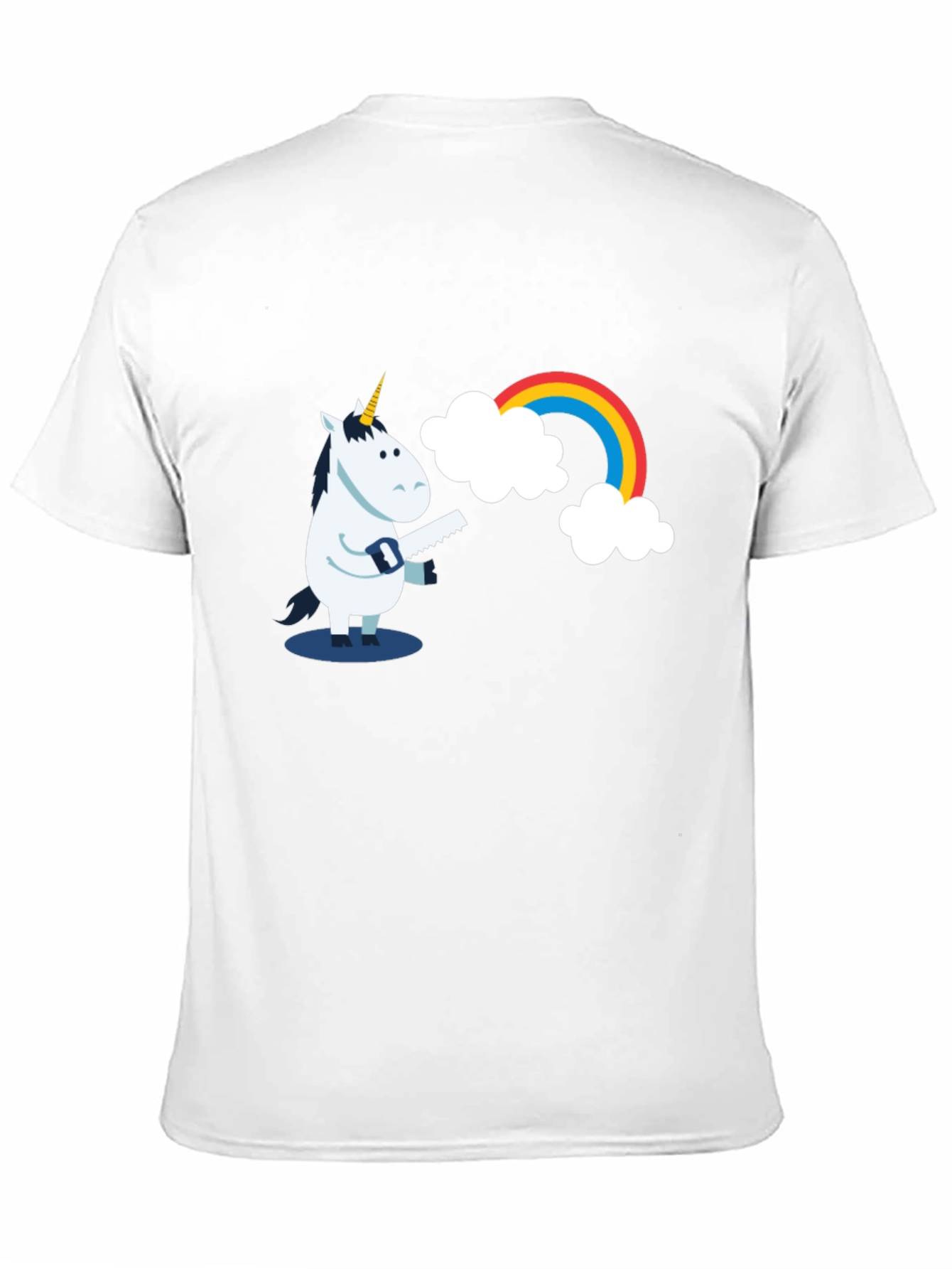 Funny Unicorn Sawing Rainbow Graphic Tee
