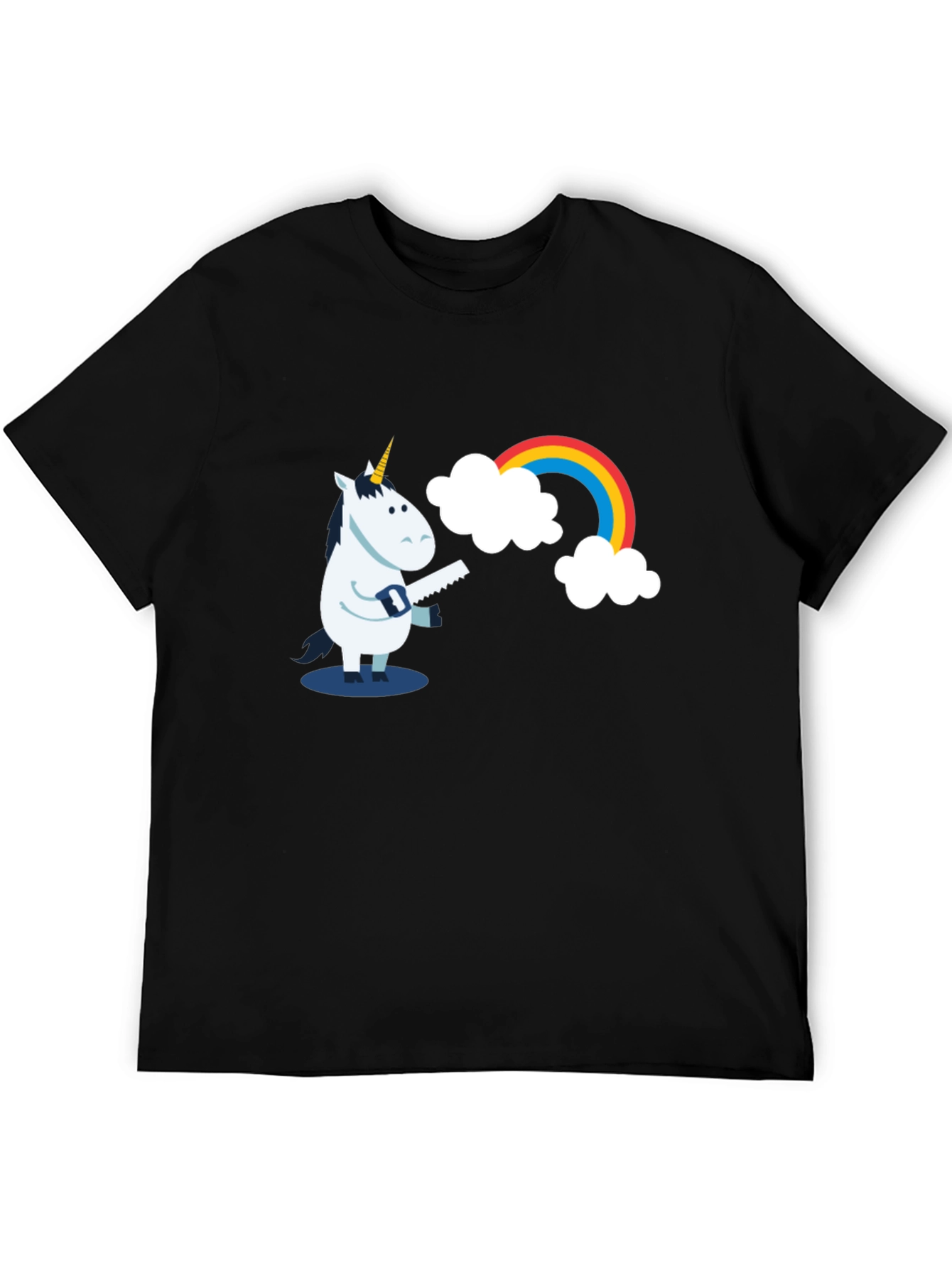 Funny Unicorn Sawing Rainbow Graphic Tee