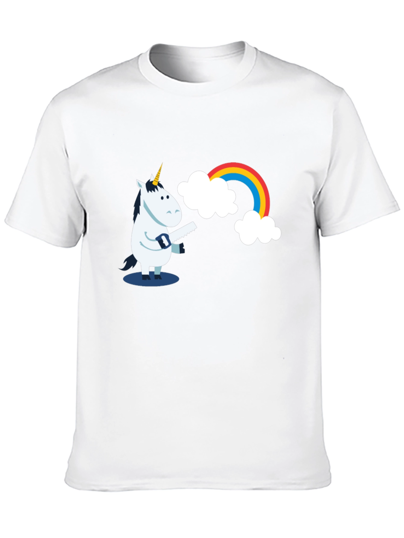 Funny Unicorn Sawing Rainbow Graphic Tee