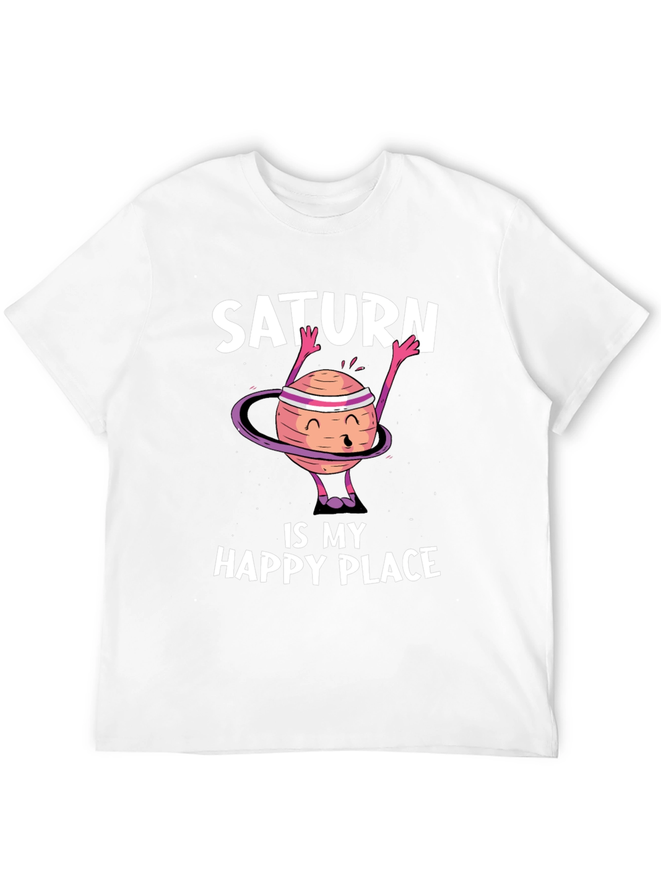 Saturn is My Happy Place Black T-Shirt