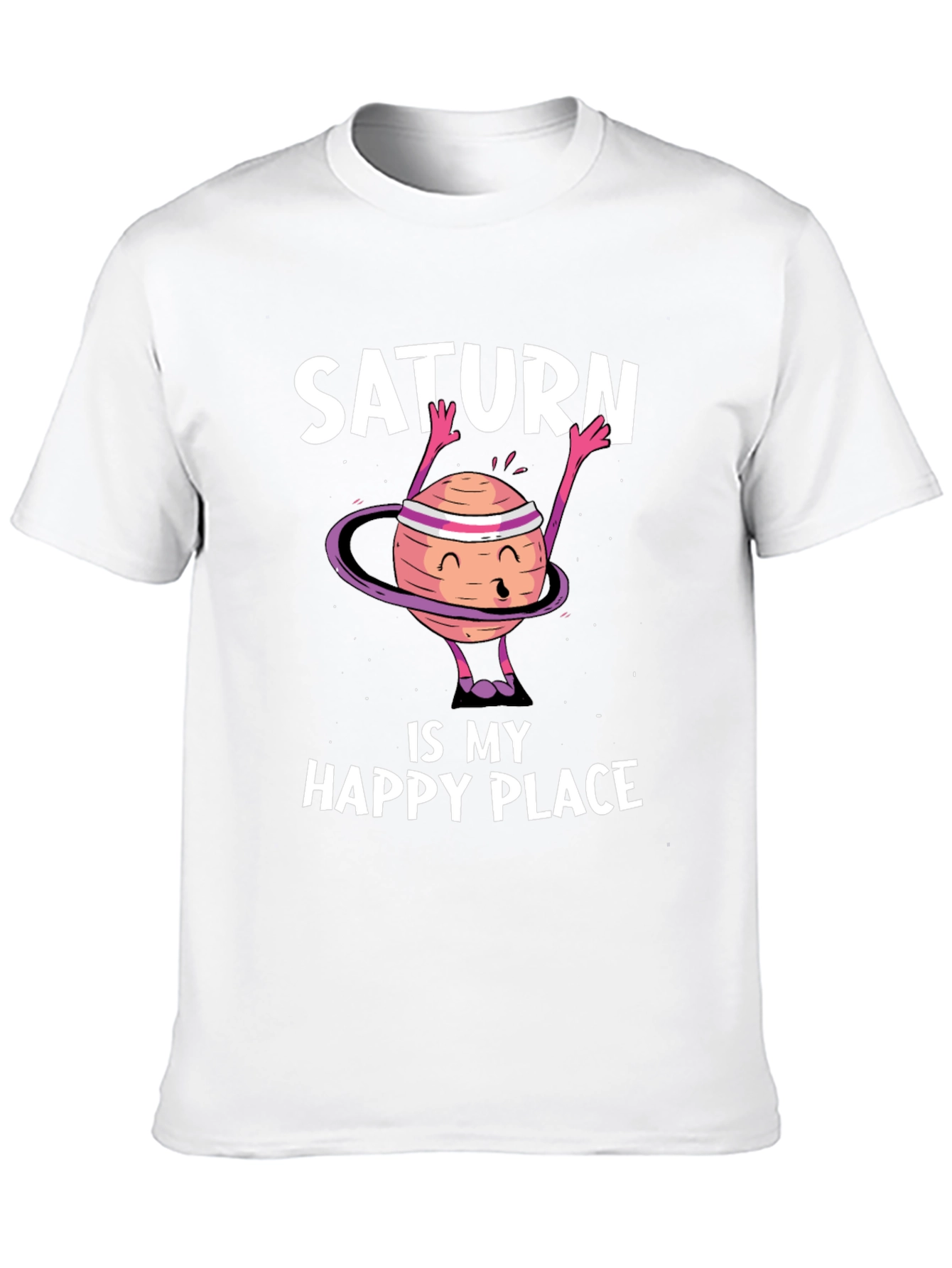 Saturn is My Happy Place Black T-Shirt
