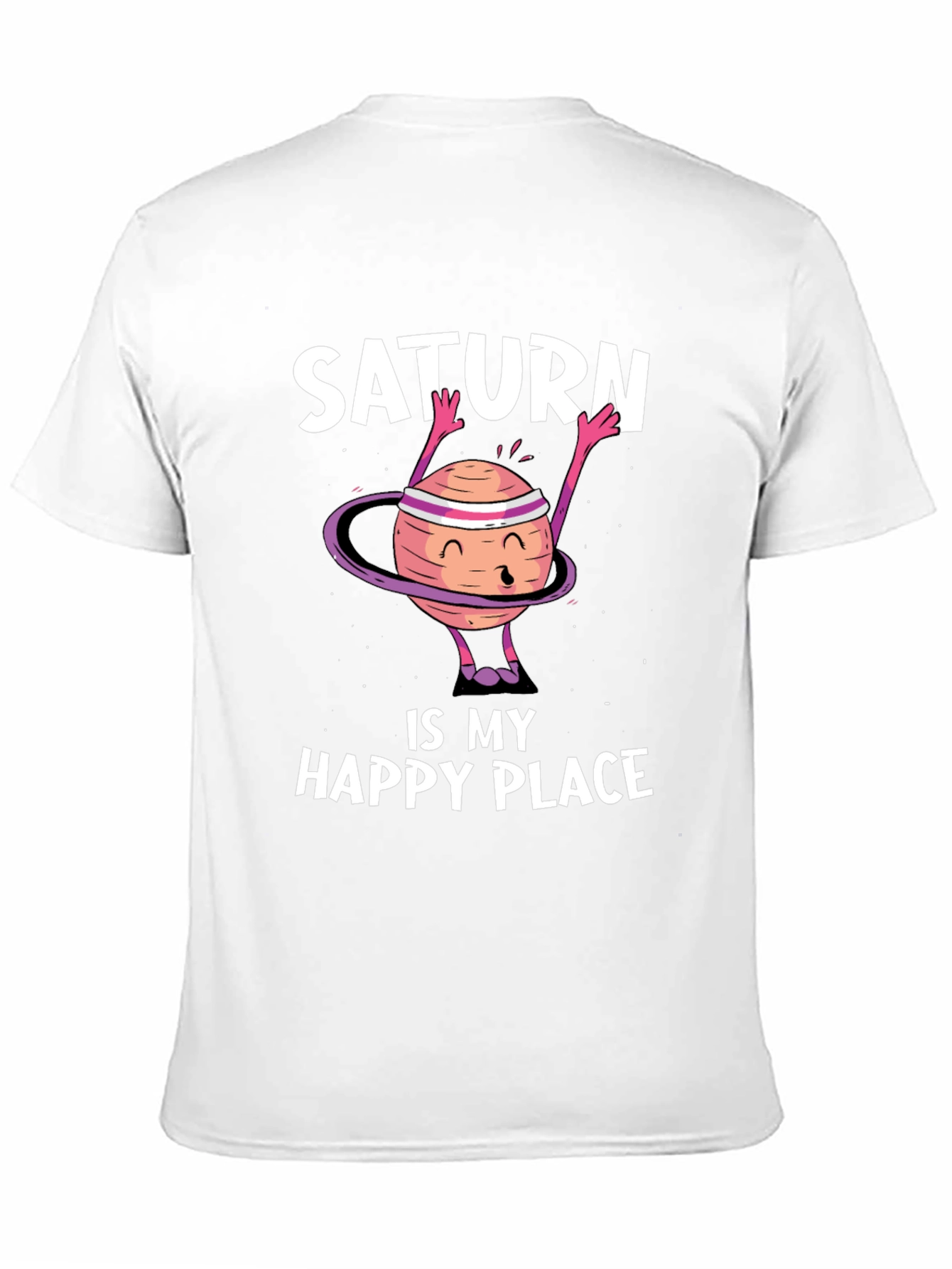 Saturn is My Happy Place Black T-Shirt