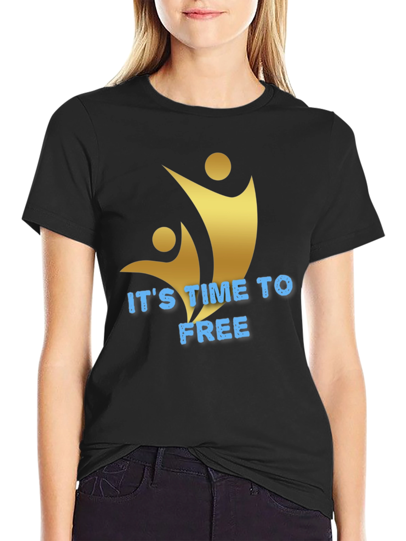 Its Time To Free Black Graphic Tee