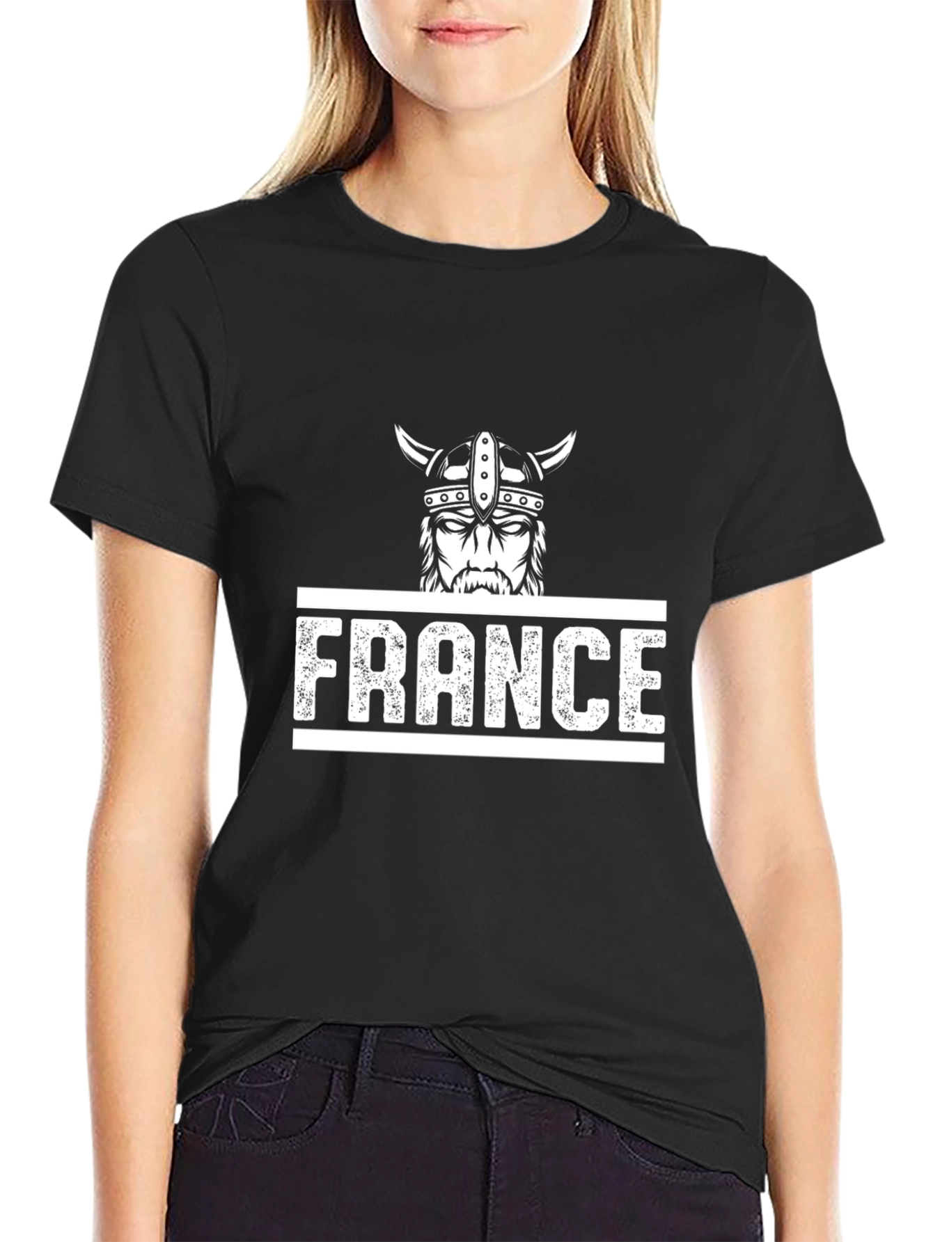 France Viking Graphic Tee - Black Cotton T-Shirt