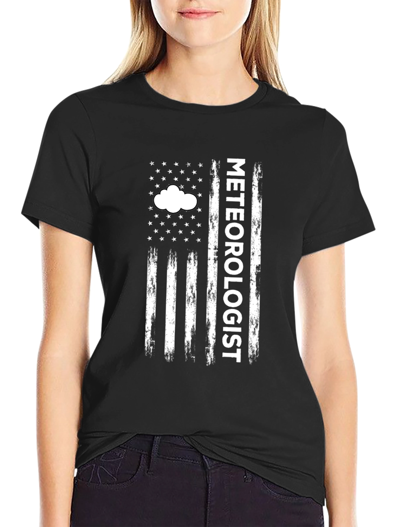 Meteorologist American Flag Style Graphic T-Shirt