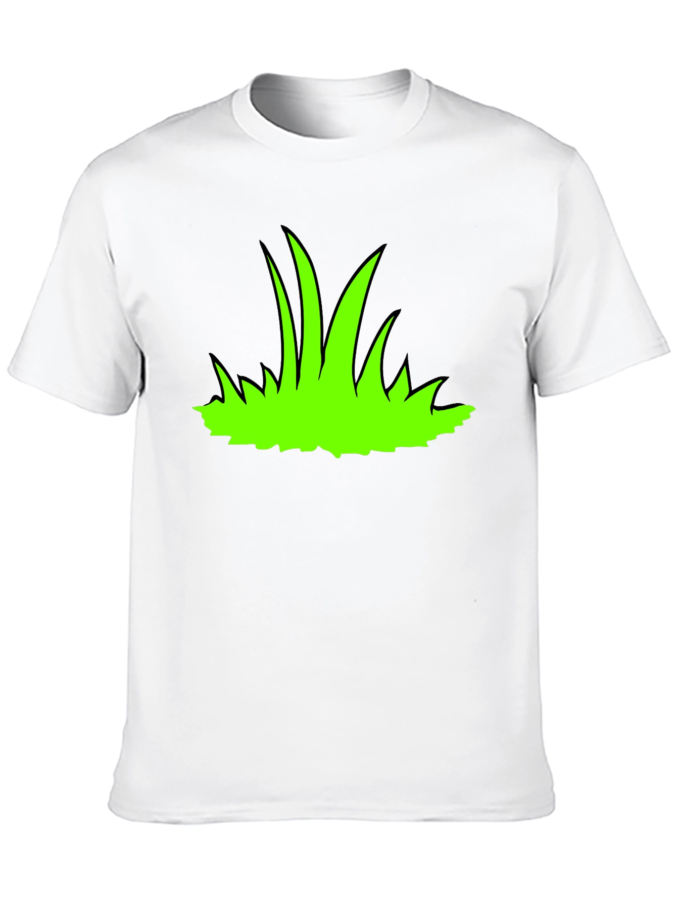 Green Grass Graphic Print Black T-Shirt