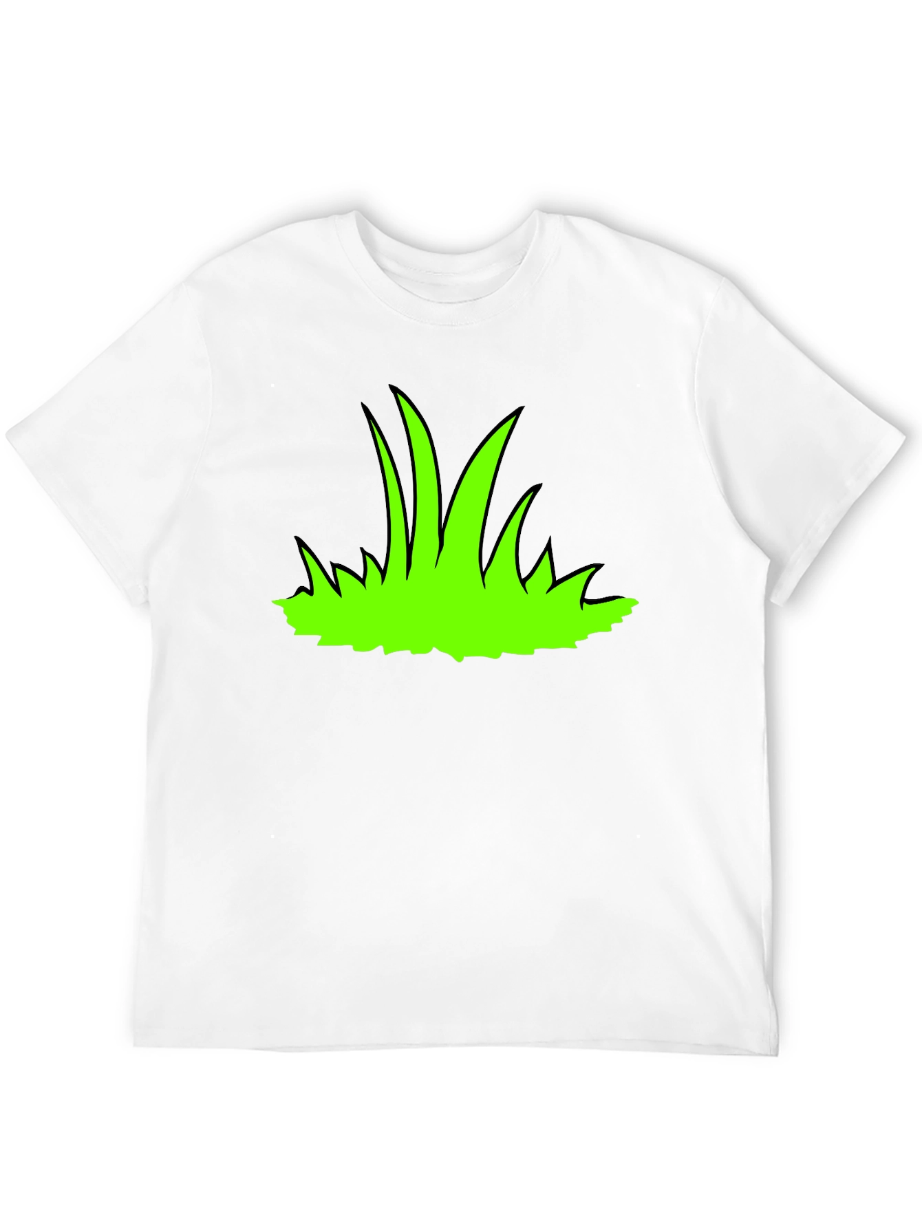 Green Grass Graphic Print Black T-Shirt