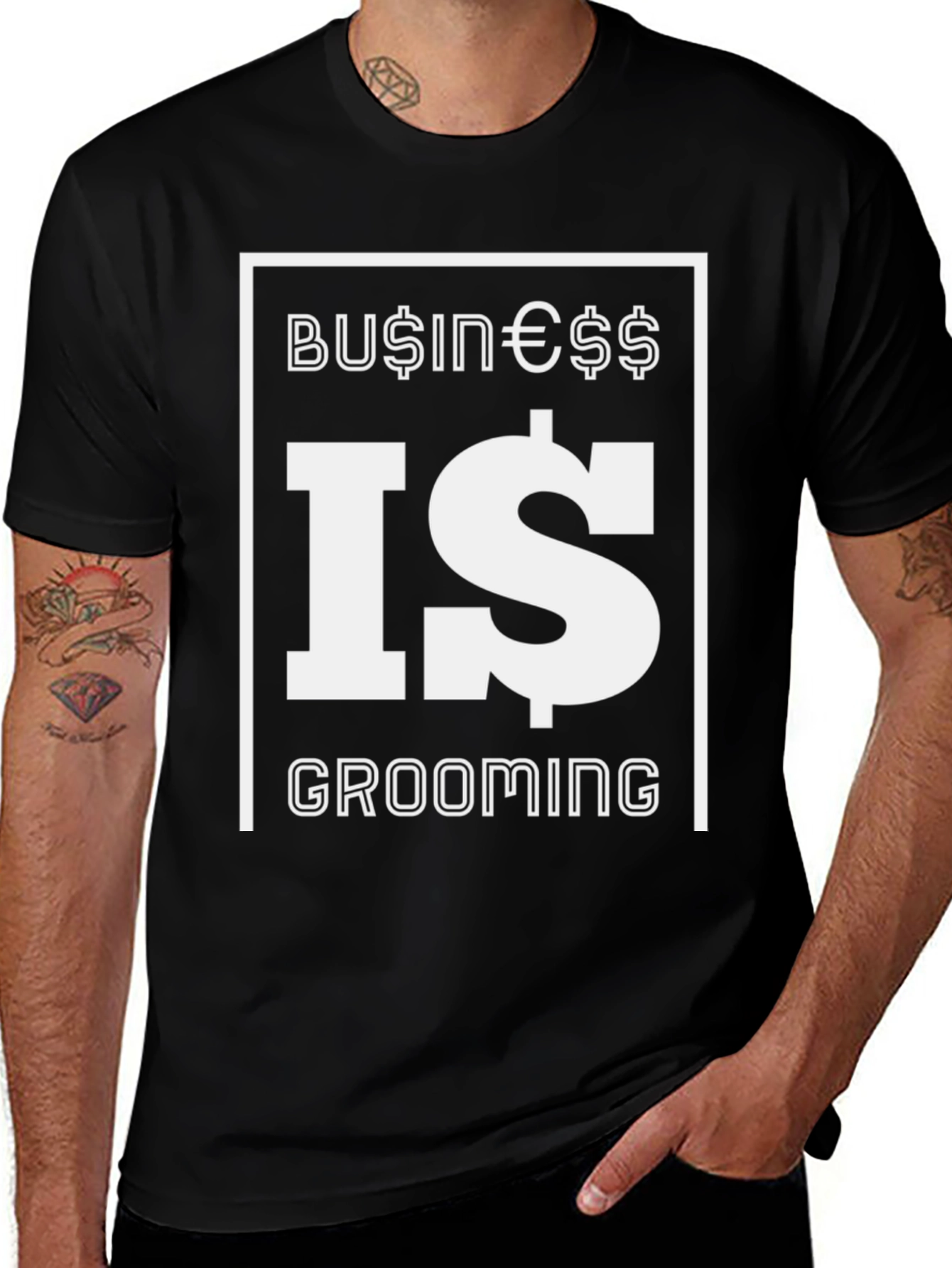 Business Is Grooming Graphic Tee - Stylish Black T-Shirt