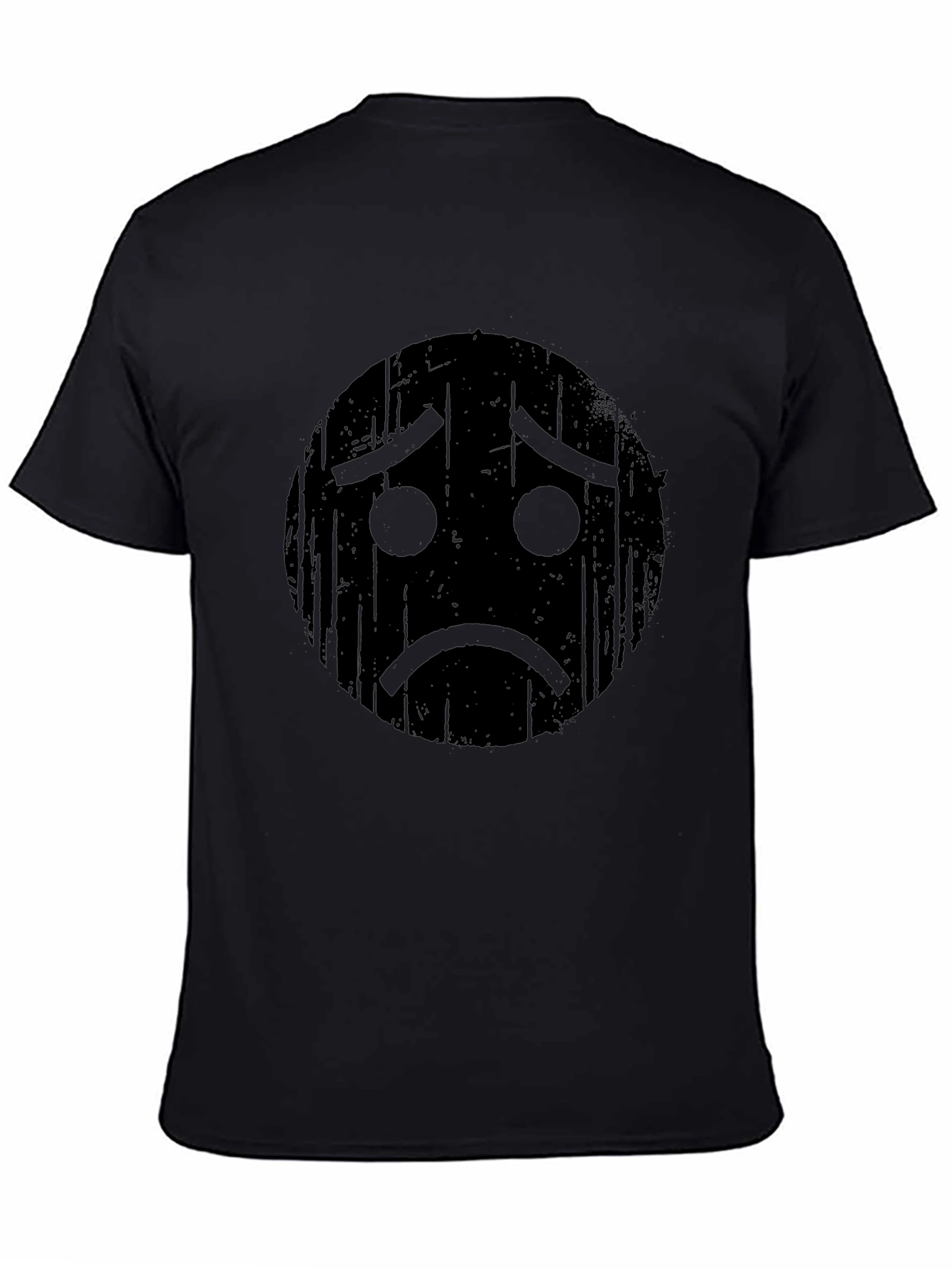 Sad Emoji Graphic Black T-Shirt