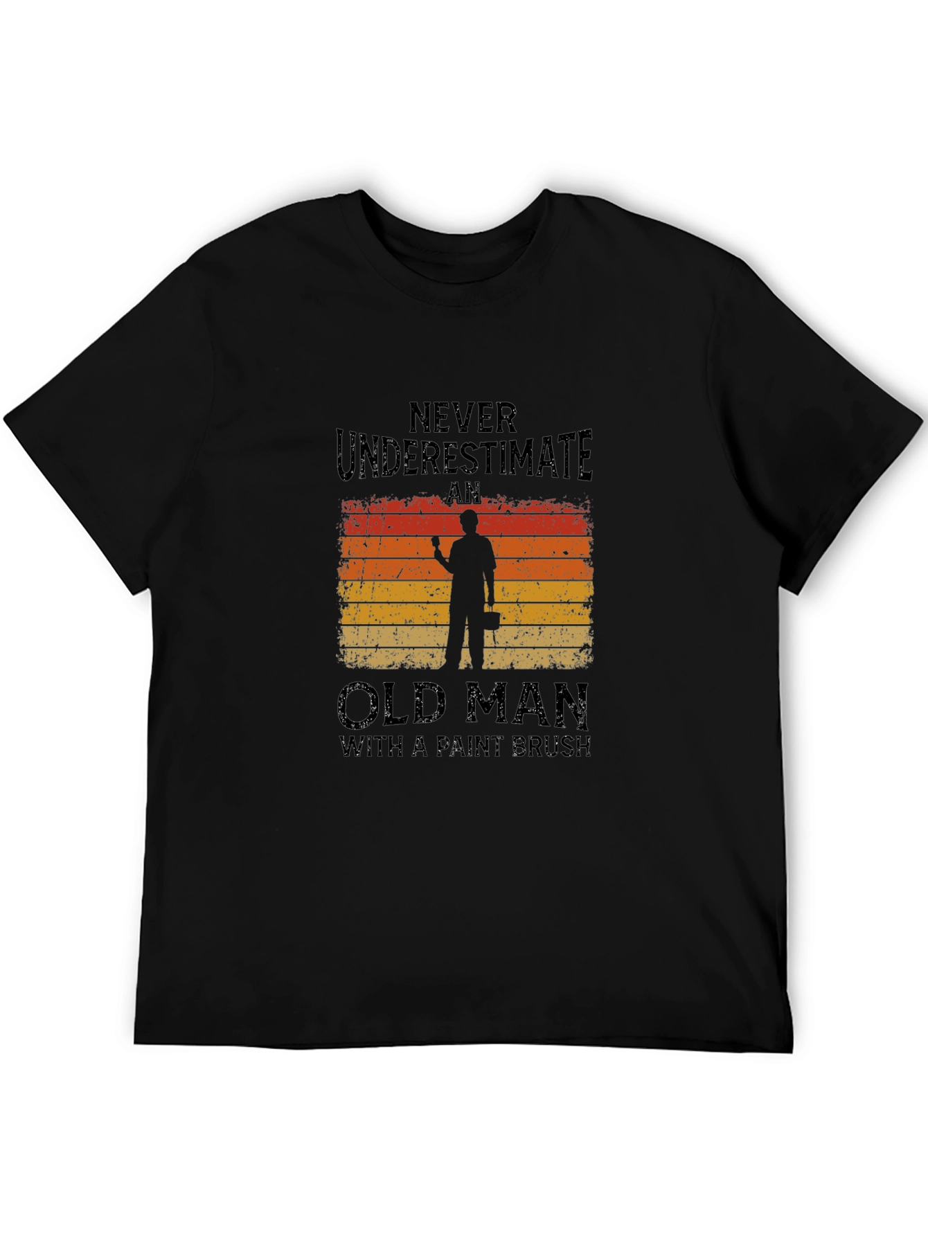 Never Underestimate Old Man Paint Brush T-Shirt