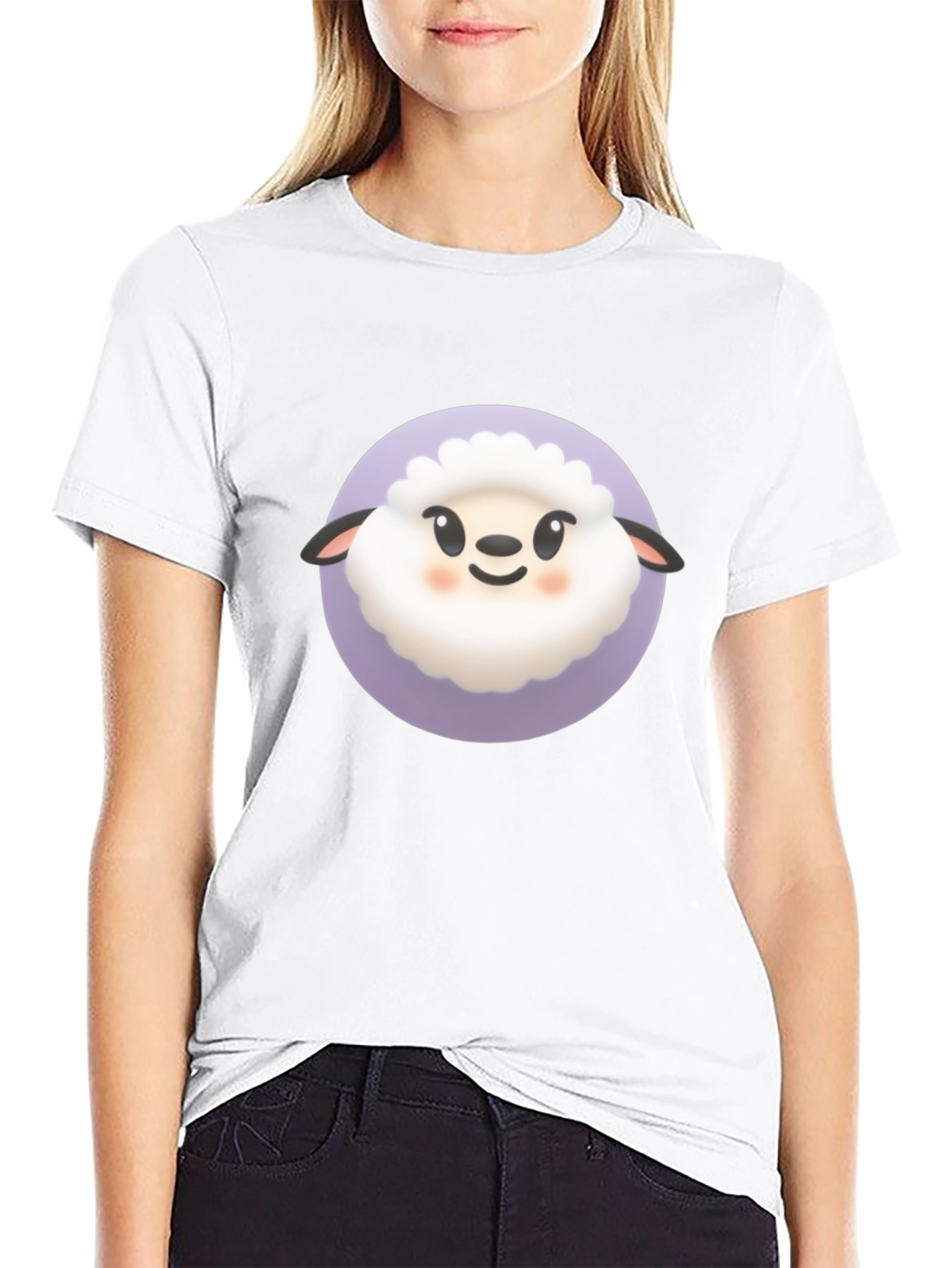 Cute Sheep Graphic Tee - Black