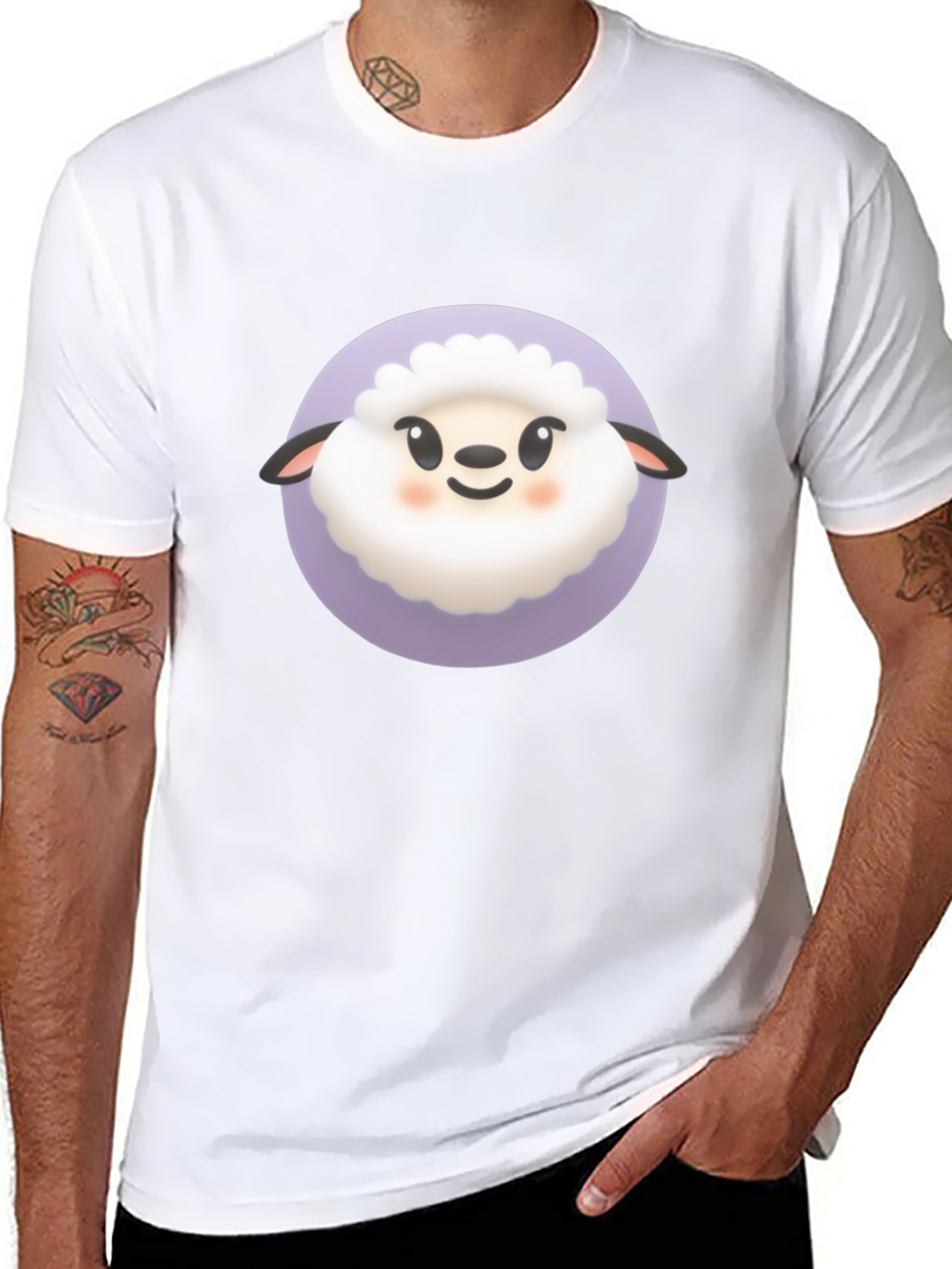 Cute Sheep Graphic Tee - Black