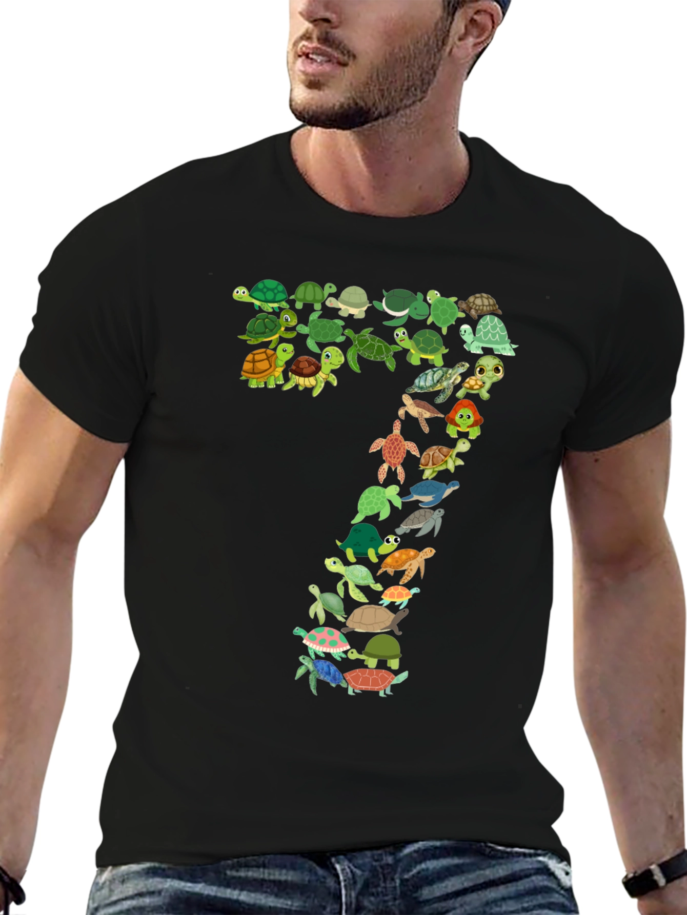 Turtle Number 7 Black T-Shirt