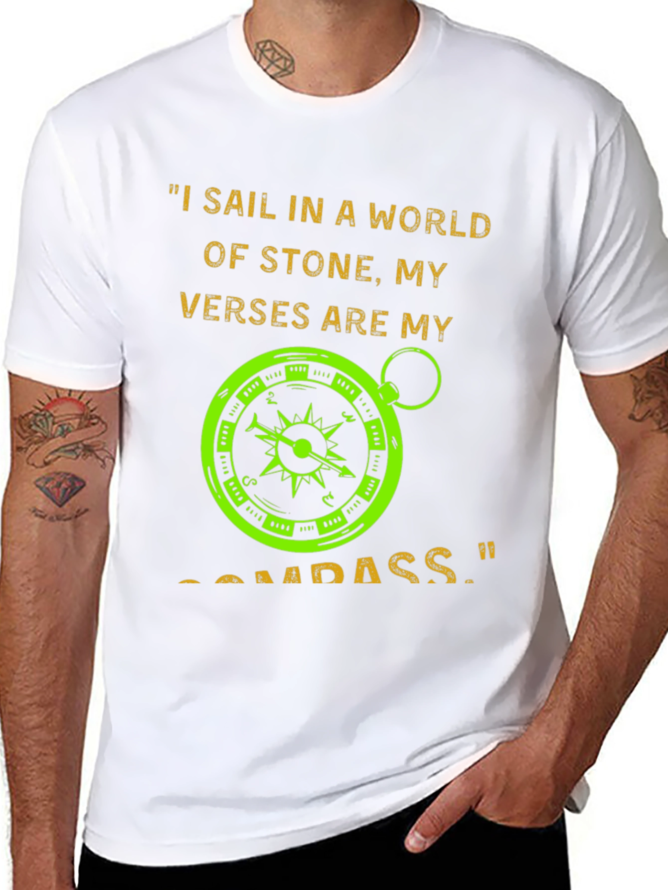 Stone World Compass T-Shirt - Sail Your Verse