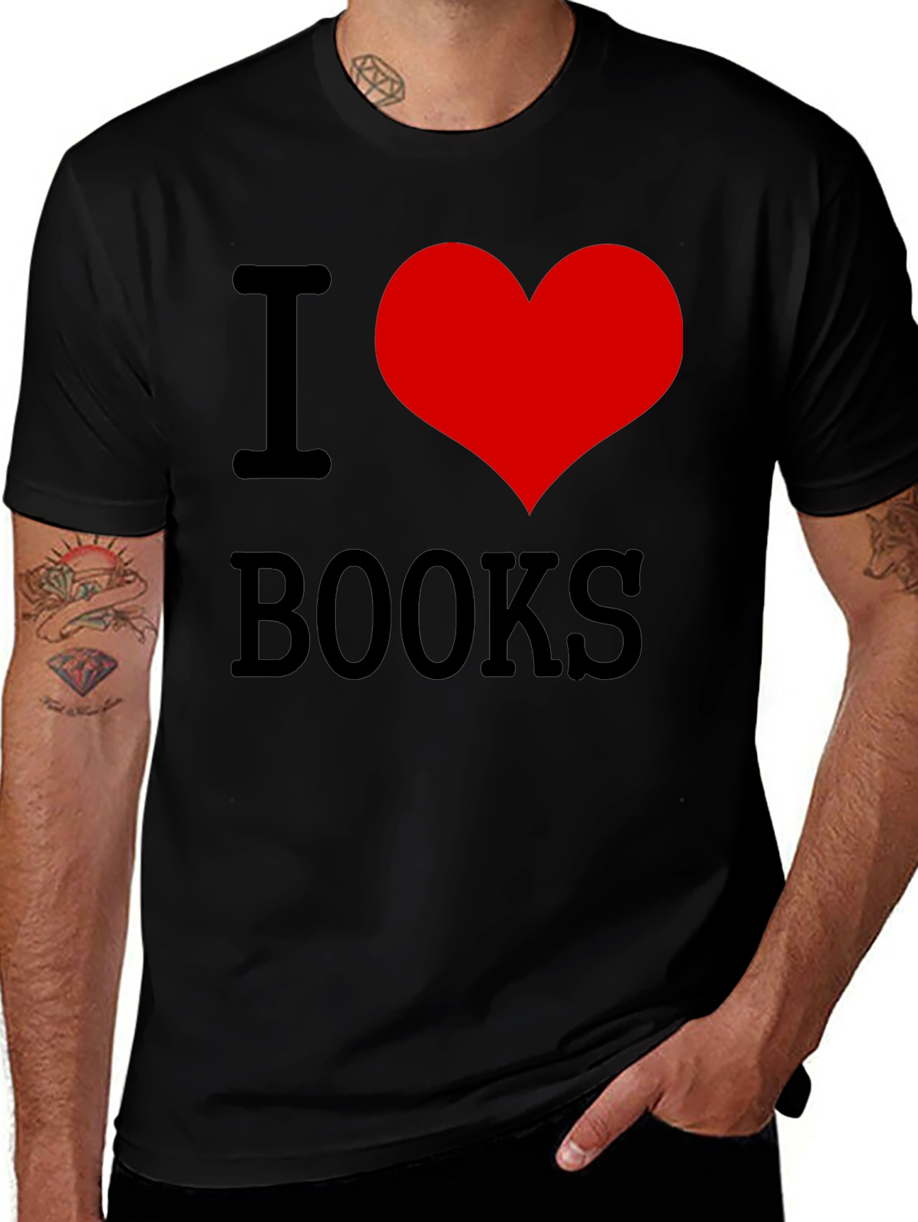 I Heart Books Graphic Tee - Black