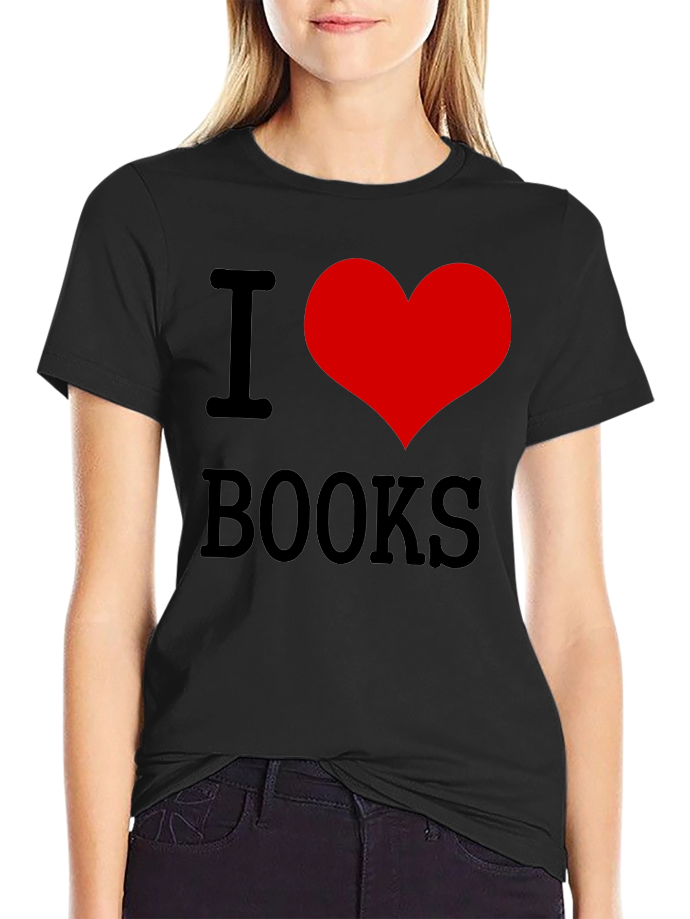I Heart Books Graphic Tee - Black
