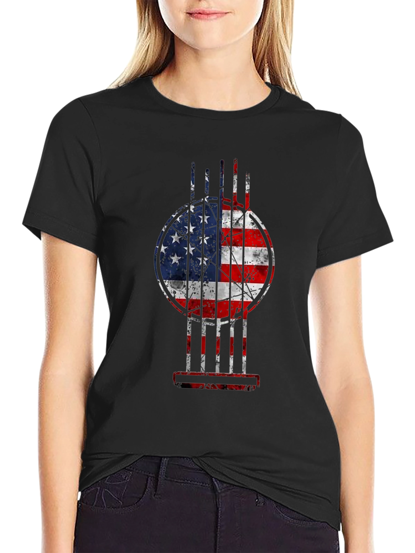 USA Flag Guitar Graphic Tee - Patriotic Musician T-Shirt