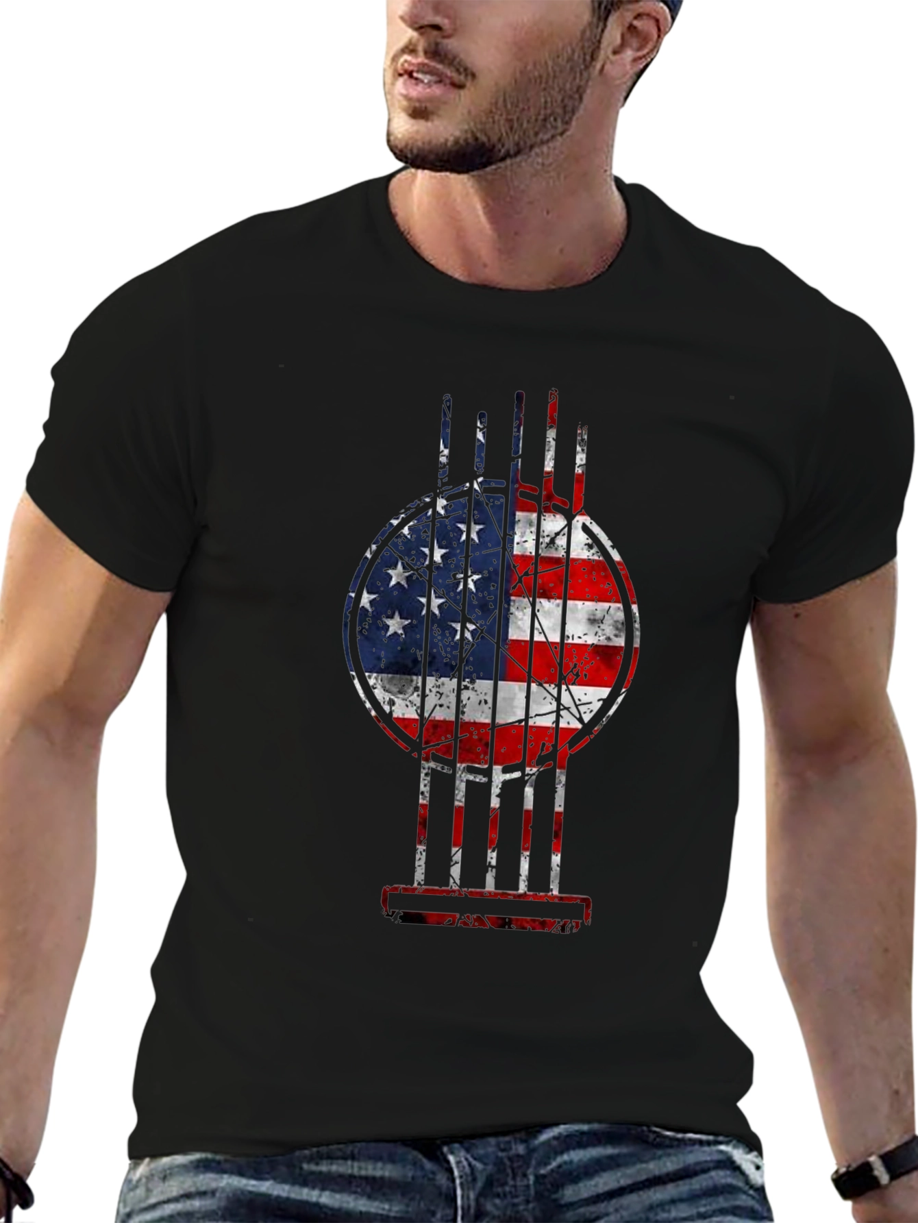 USA Flag Guitar Graphic Tee - Patriotic Musician T-Shirt