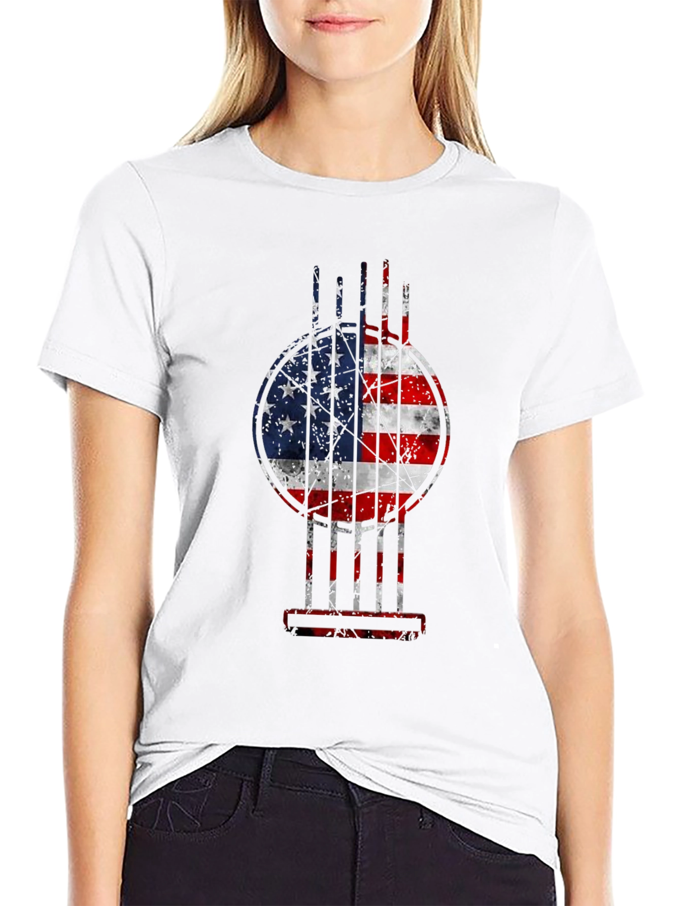 USA Flag Guitar Graphic Tee - Patriotic Musician T-Shirt