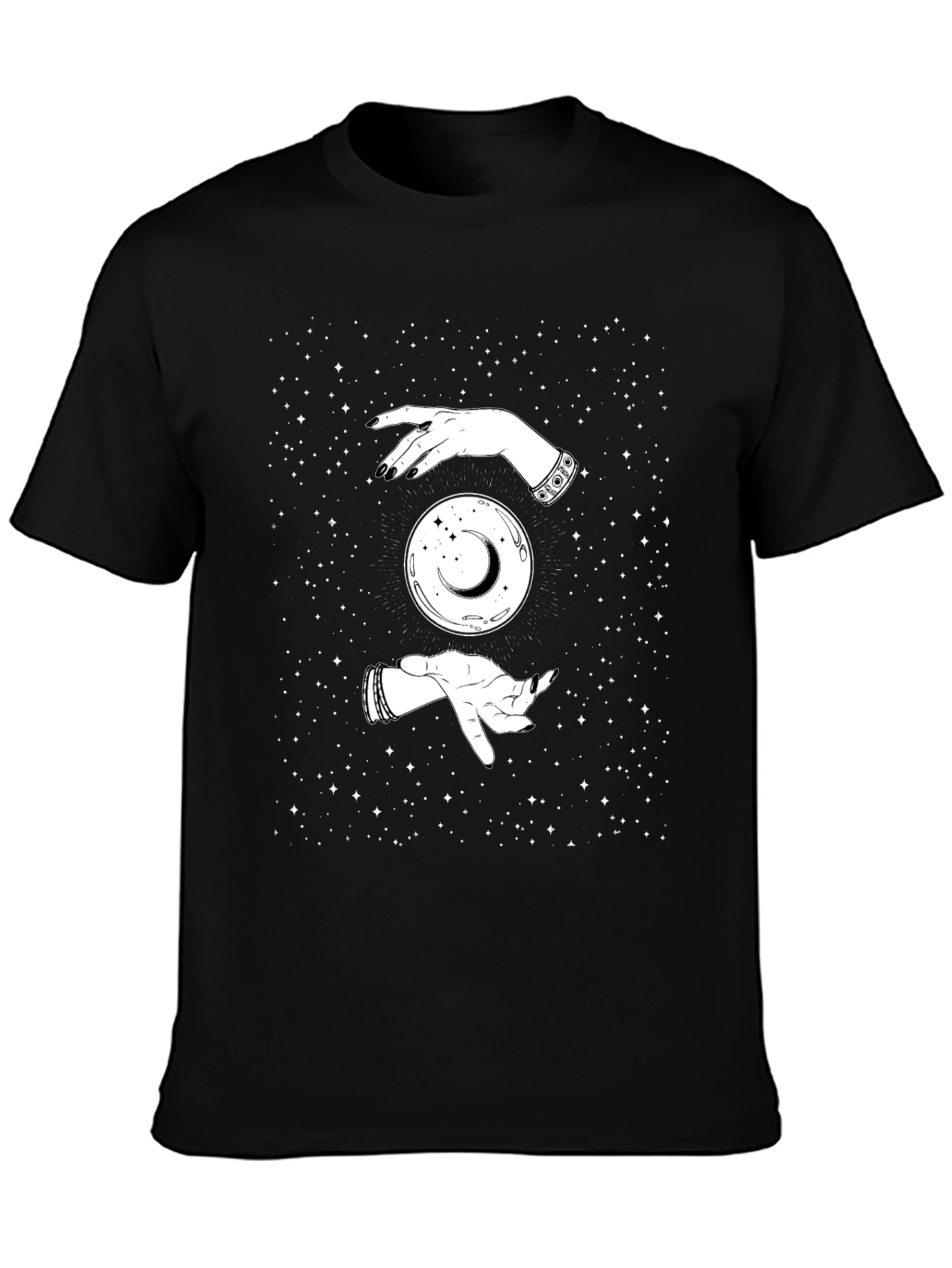 Mystic Moon Hands Graphic Tee - Black