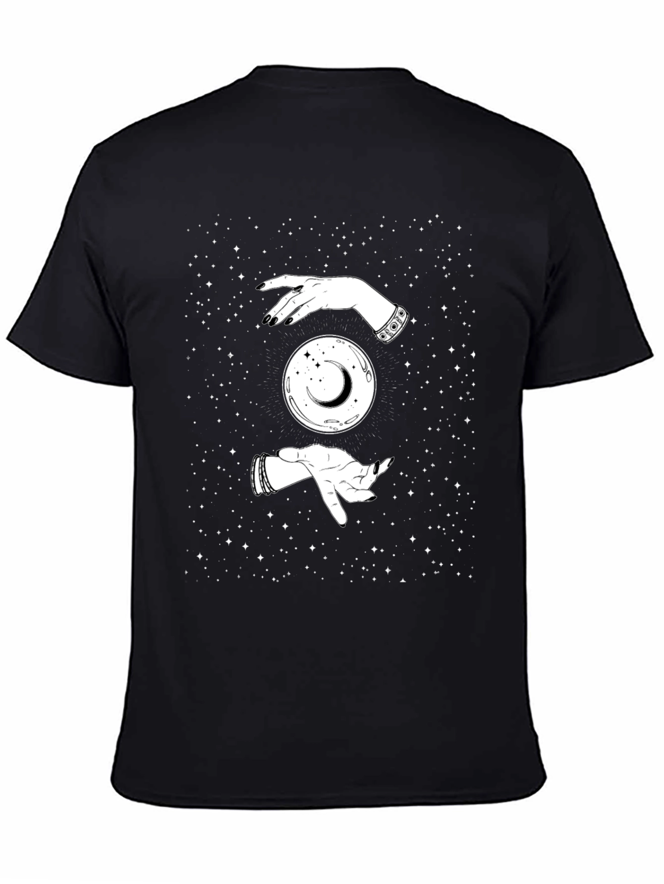 Mystic Moon Hands Graphic Tee - Black