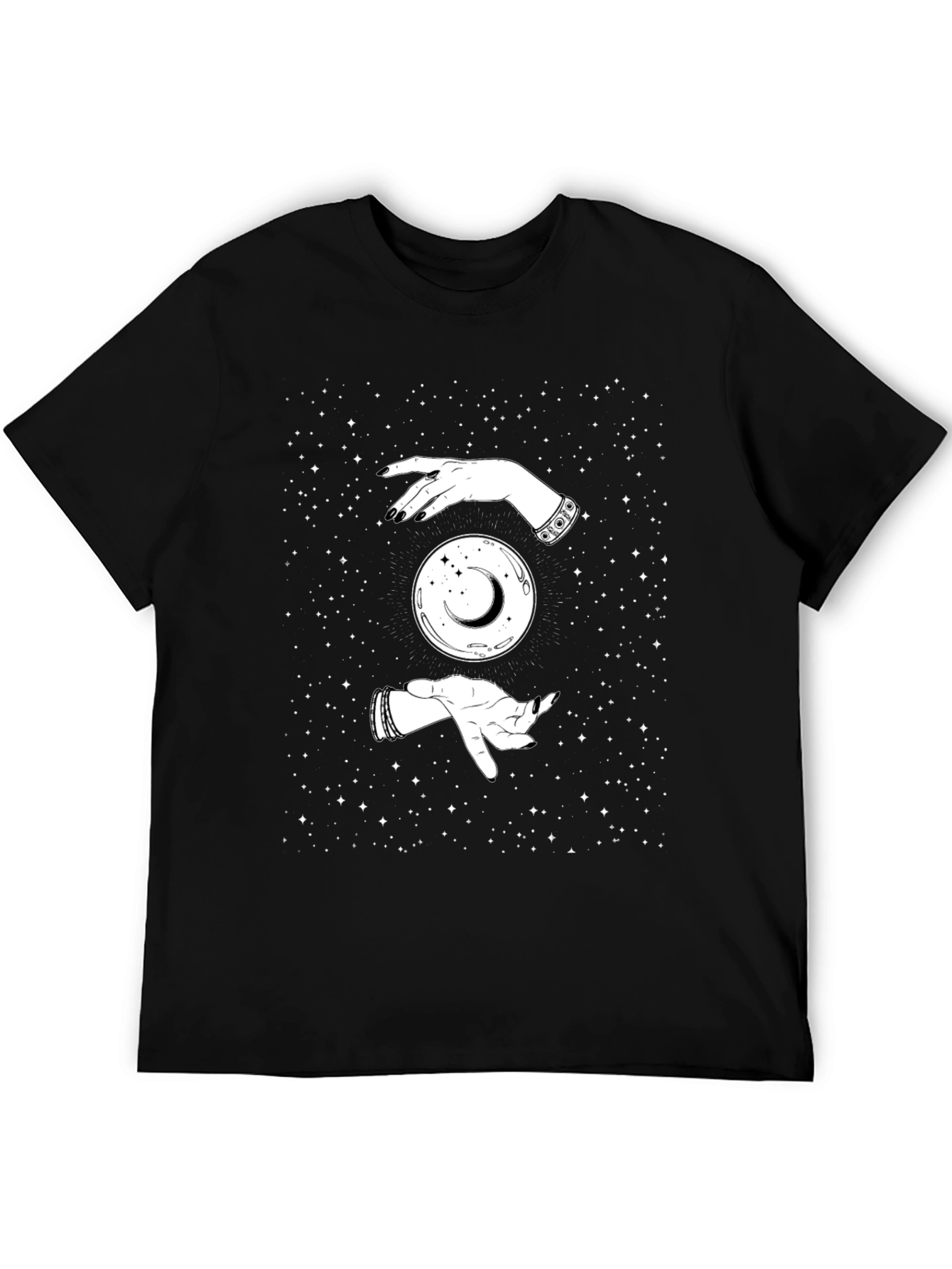 Mystic Moon Hands Graphic Tee - Black