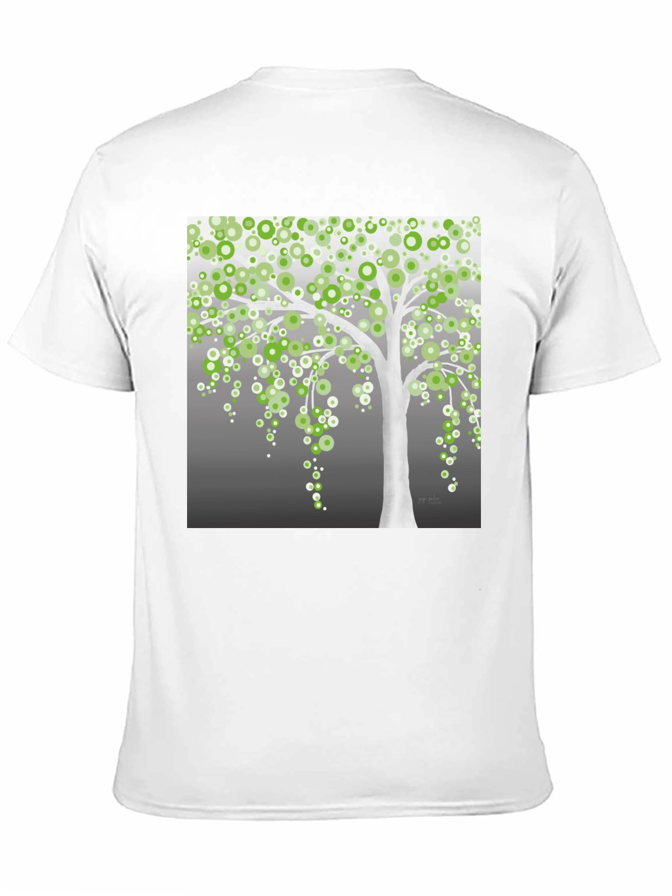 Green Circle Tree Black T-Shirt