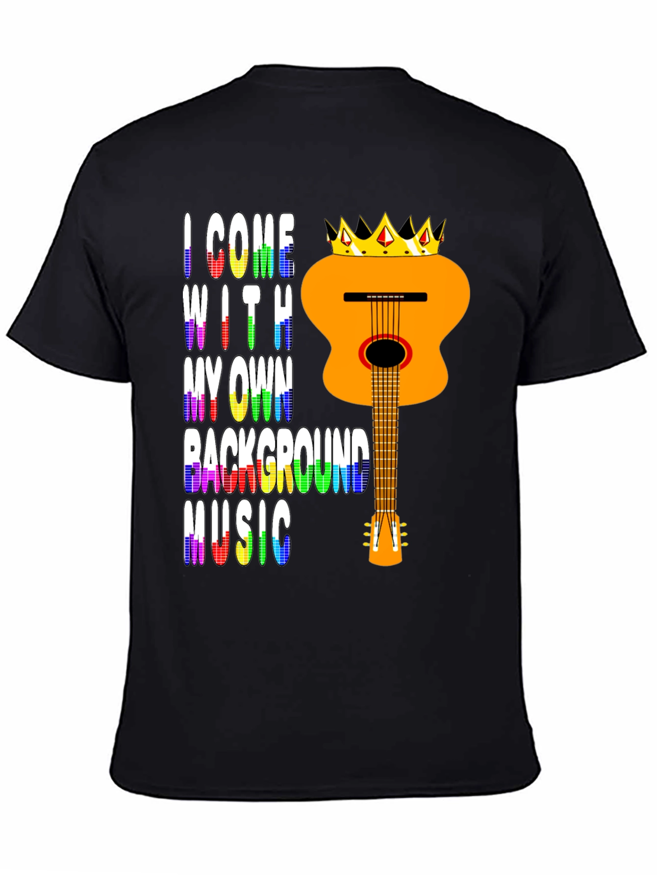 Music Lover Tee: Crowned Guitar Own Background Music T-Shirt