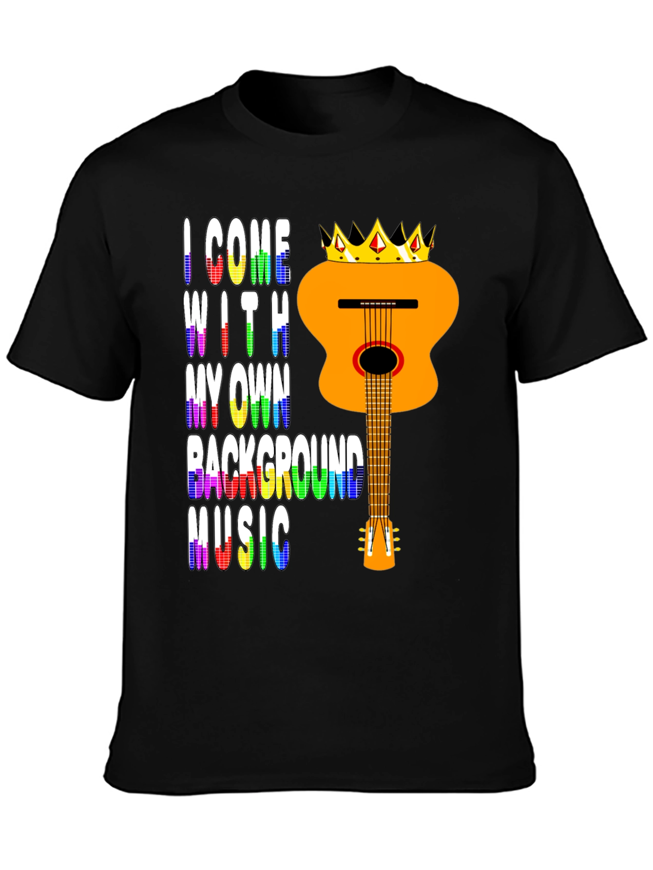 Music Lover Tee: Crowned Guitar Own Background Music T-Shirt