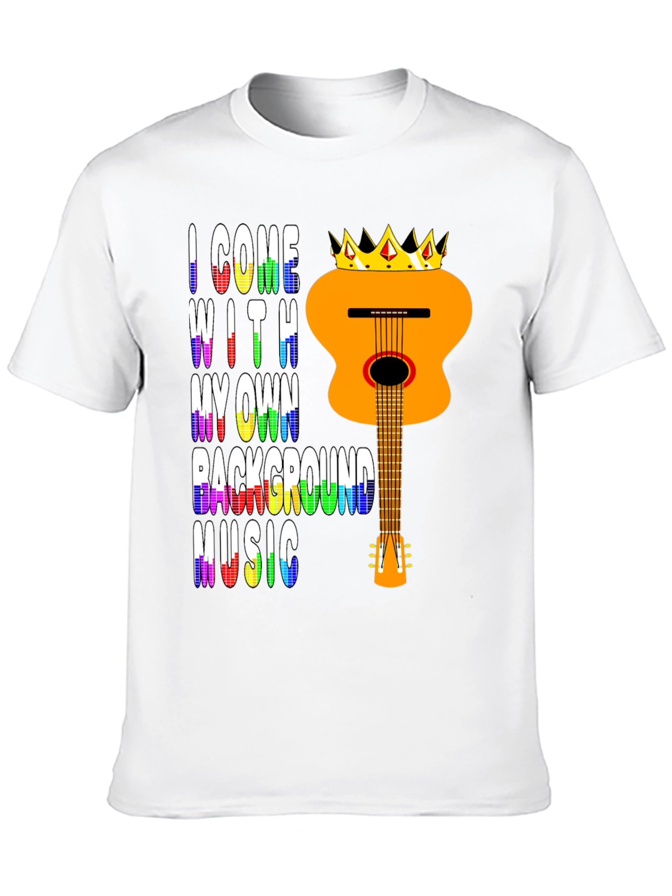 Music Lover Tee: Crowned Guitar Own Background Music T-Shirt
