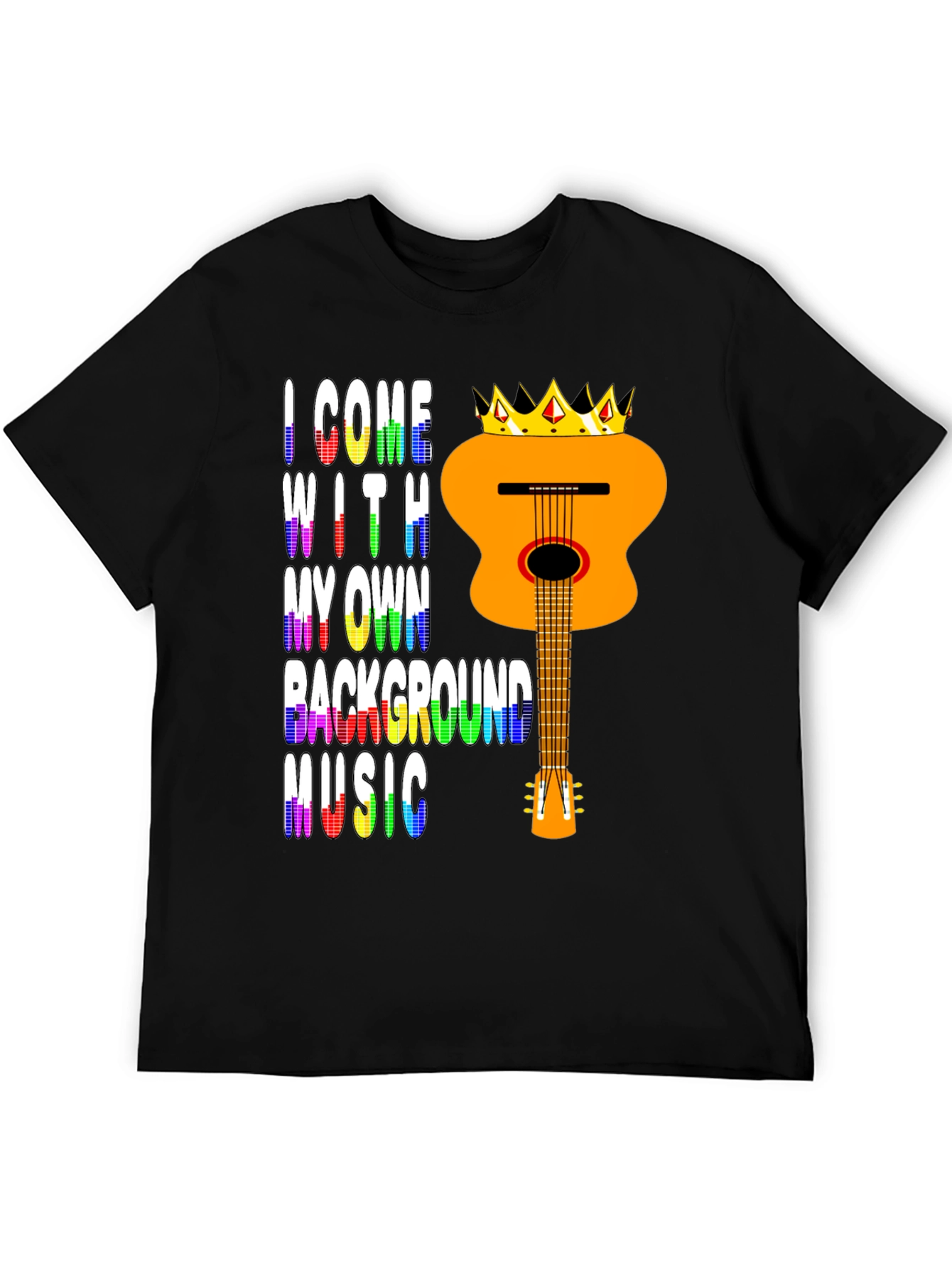 Music Lover Tee: Crowned Guitar Own Background Music T-Shirt