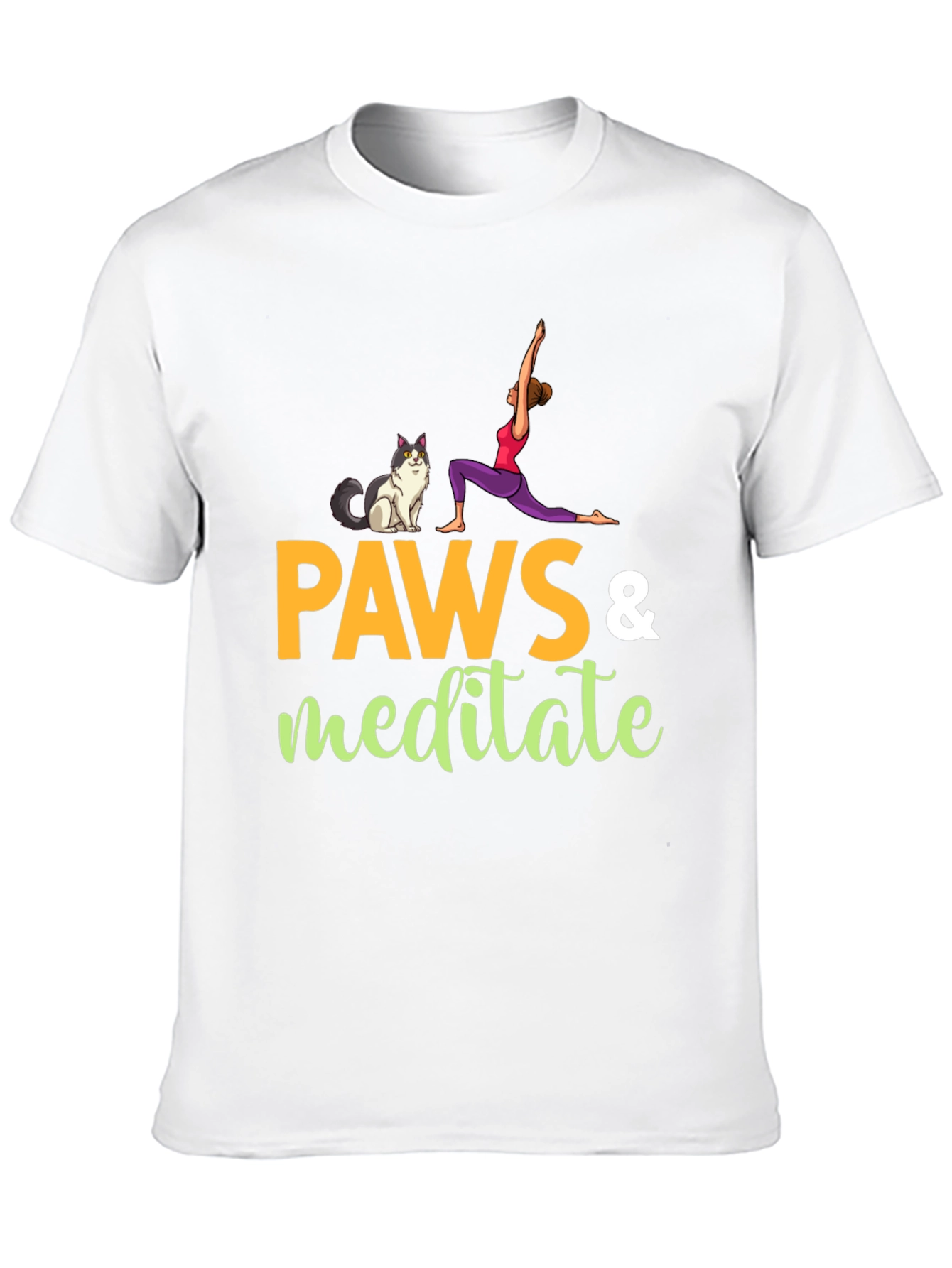 Paws & Meditate Black Graphic T-Shirt