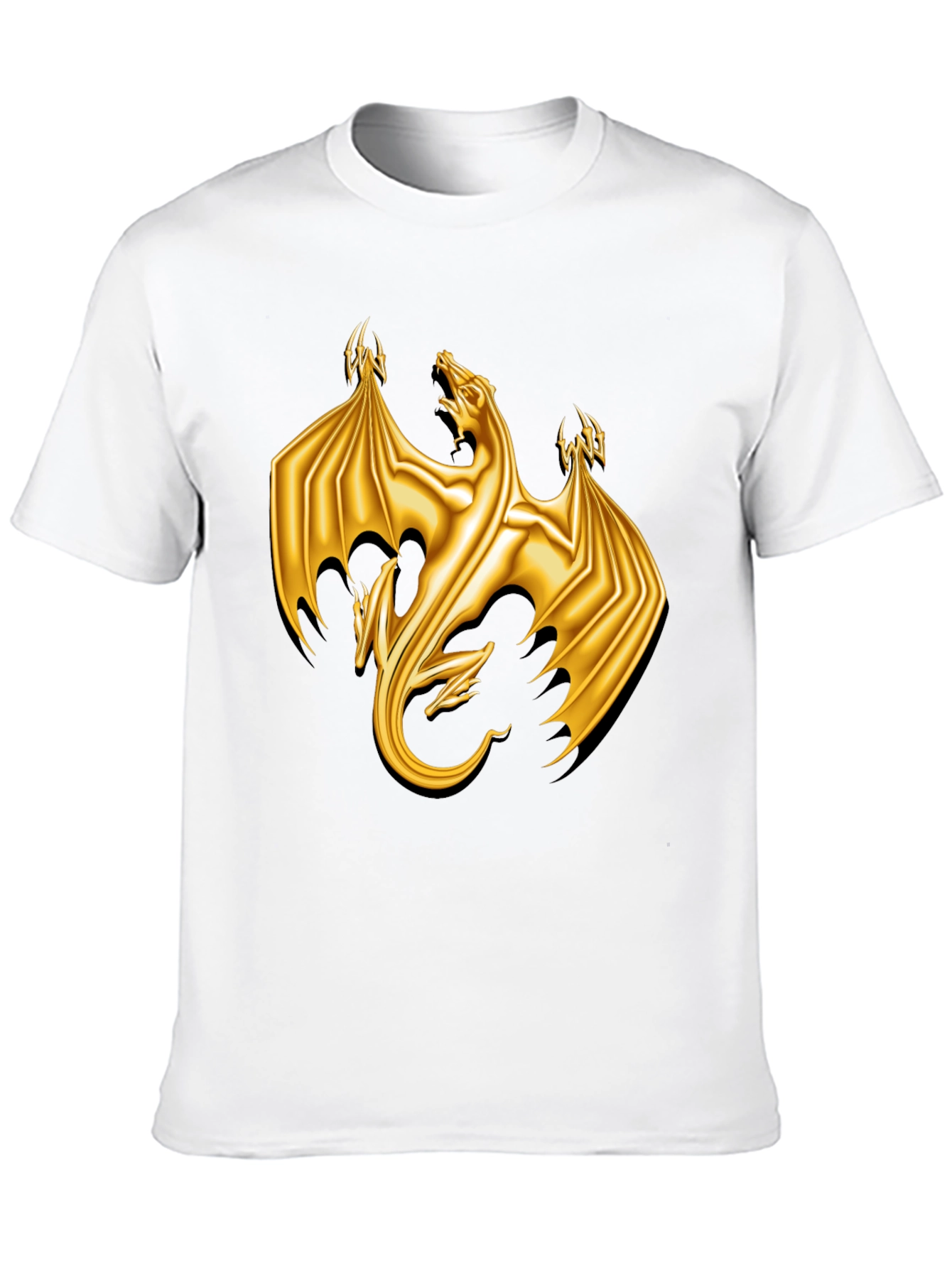 Golden Dragon Graphic Tee - Black Cotton T-Shirt