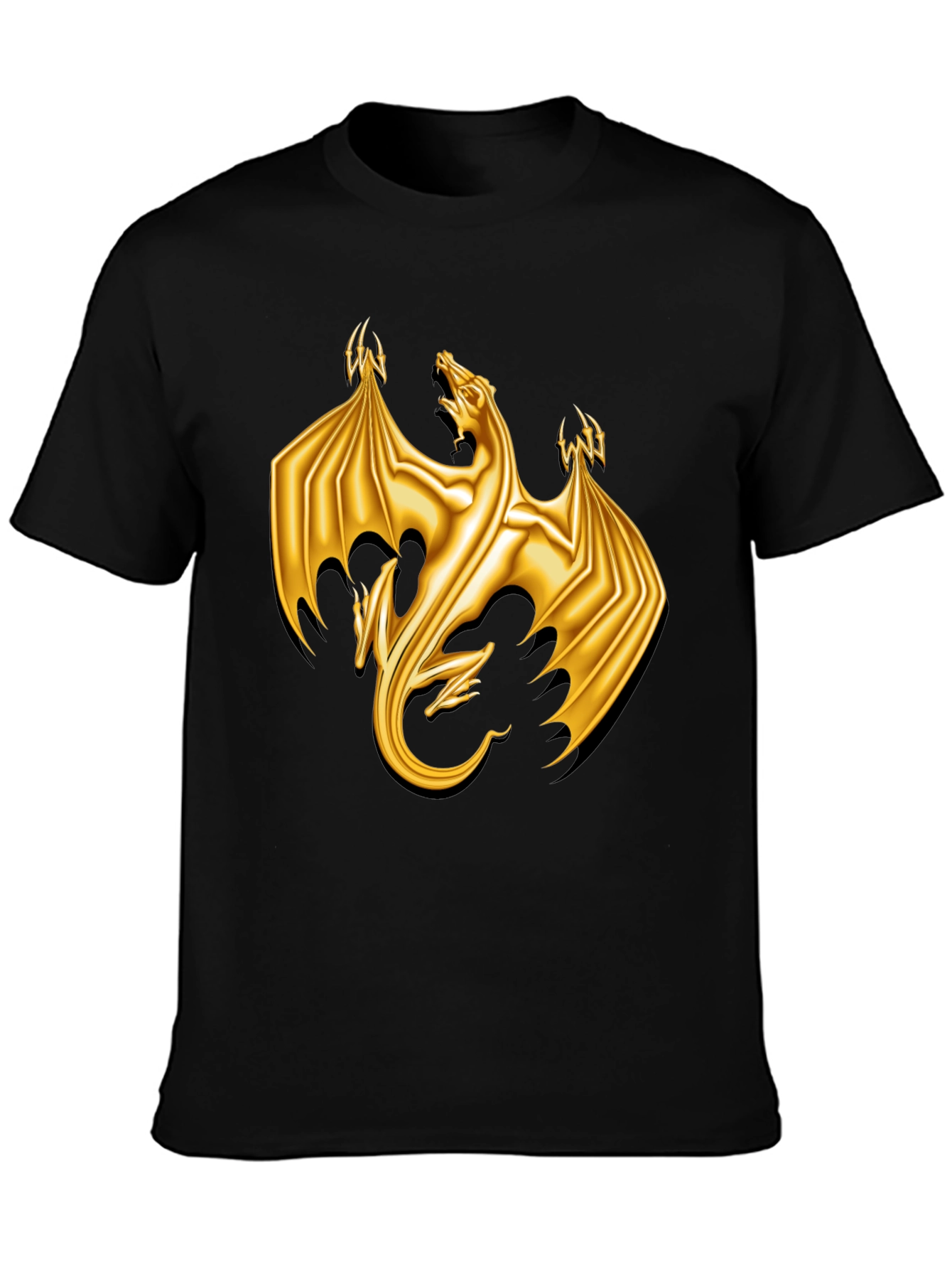 Golden Dragon Graphic Tee - Black Cotton T-Shirt