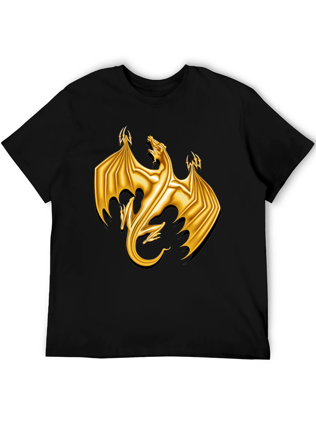 Golden Dragon Graphic Tee - Black Cotton T-Shirt