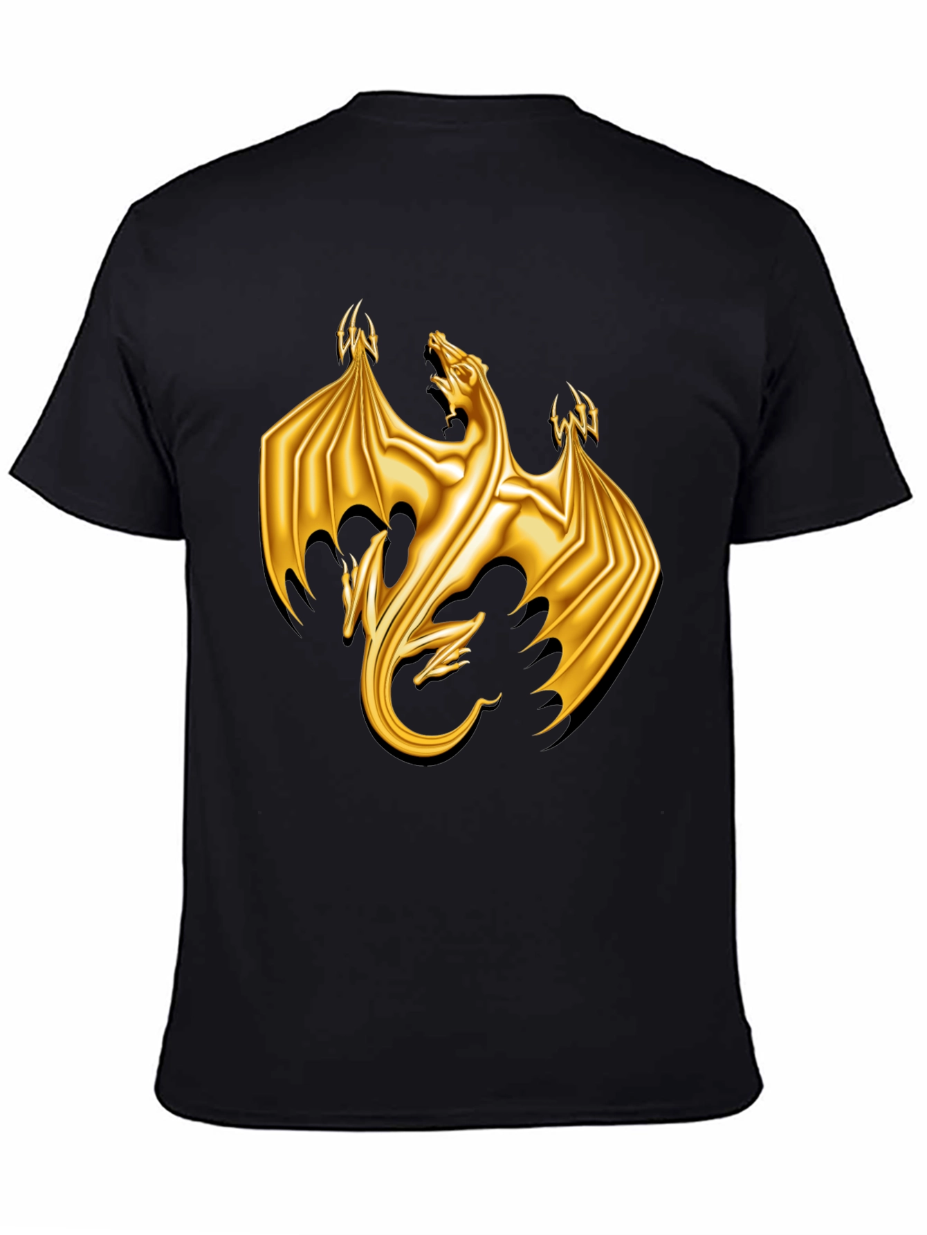 Golden Dragon Graphic Tee - Black Cotton T-Shirt