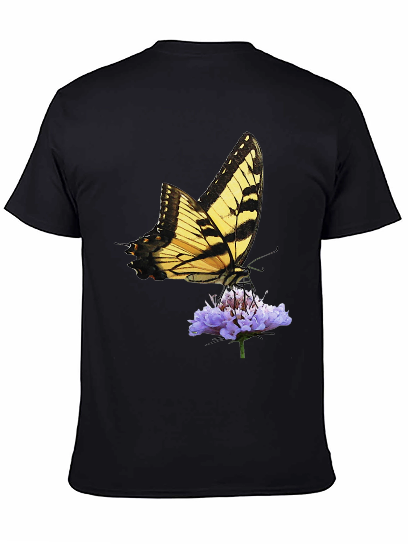 Butterfly & Flower Graphic Black T-Shirt