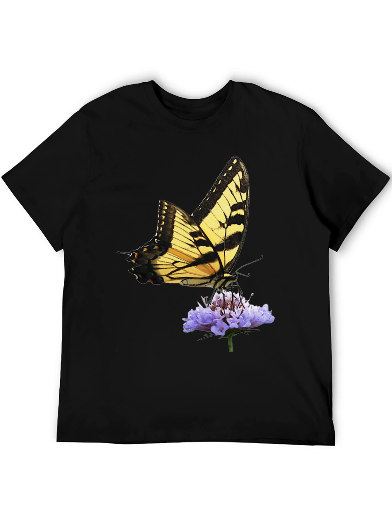 Butterfly & Flower Graphic Black T-Shirt
