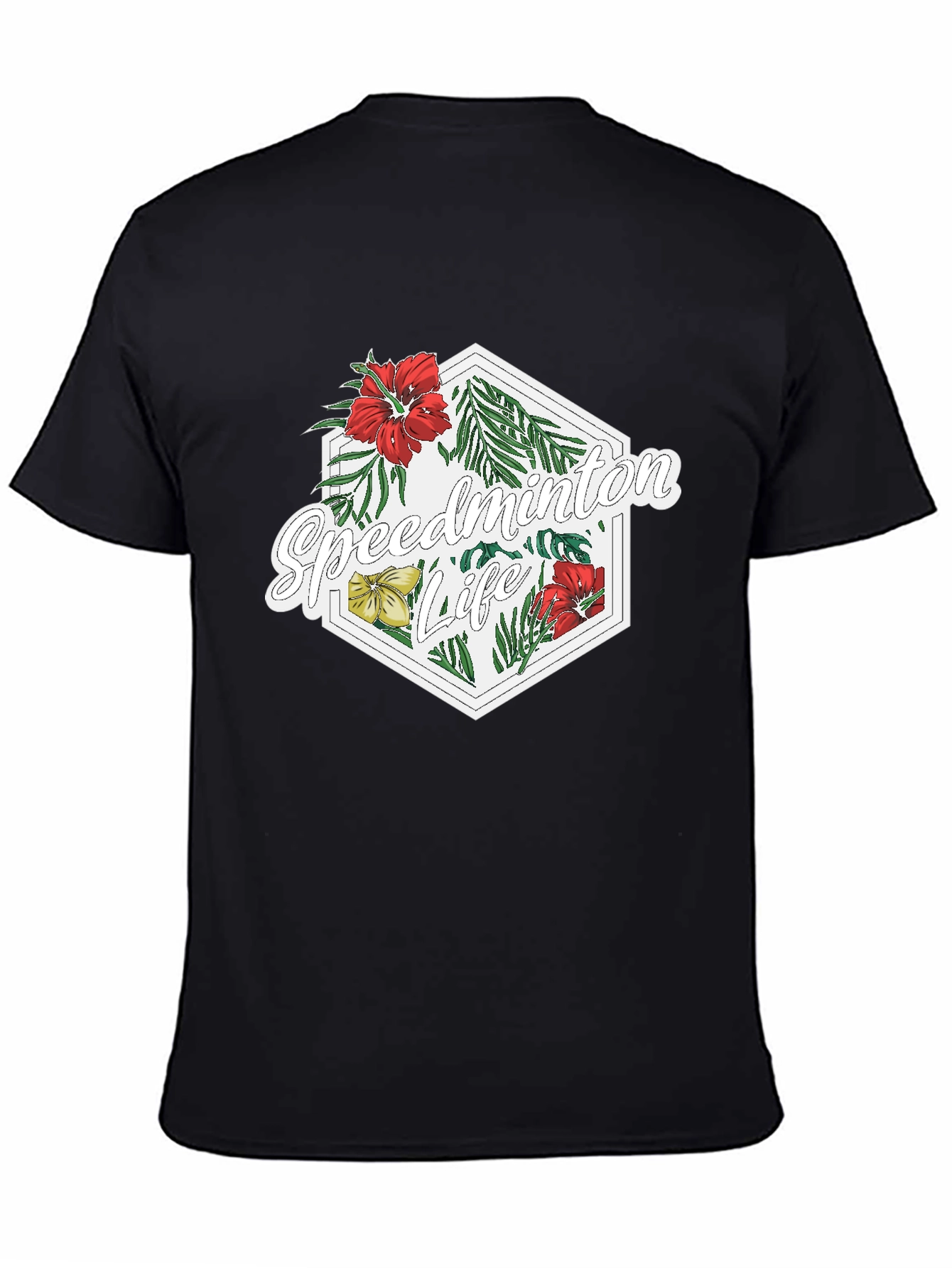Speedminton Life Floral Black T-Shirt
